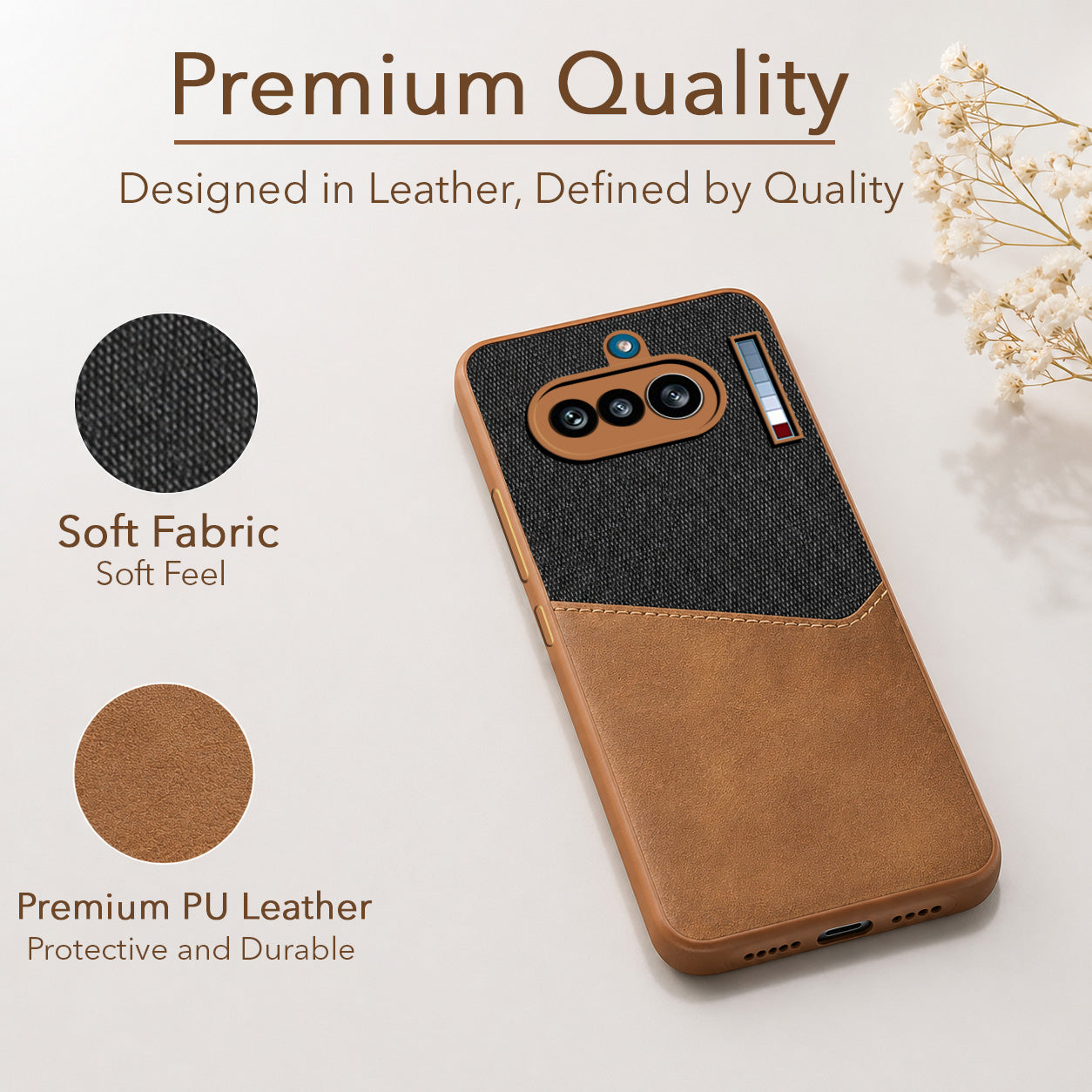 For Nothing Phone 4A 5G Back Cover Case (Dual PU Leather Stitch | Professional Minimalist | Soft and Flexible)