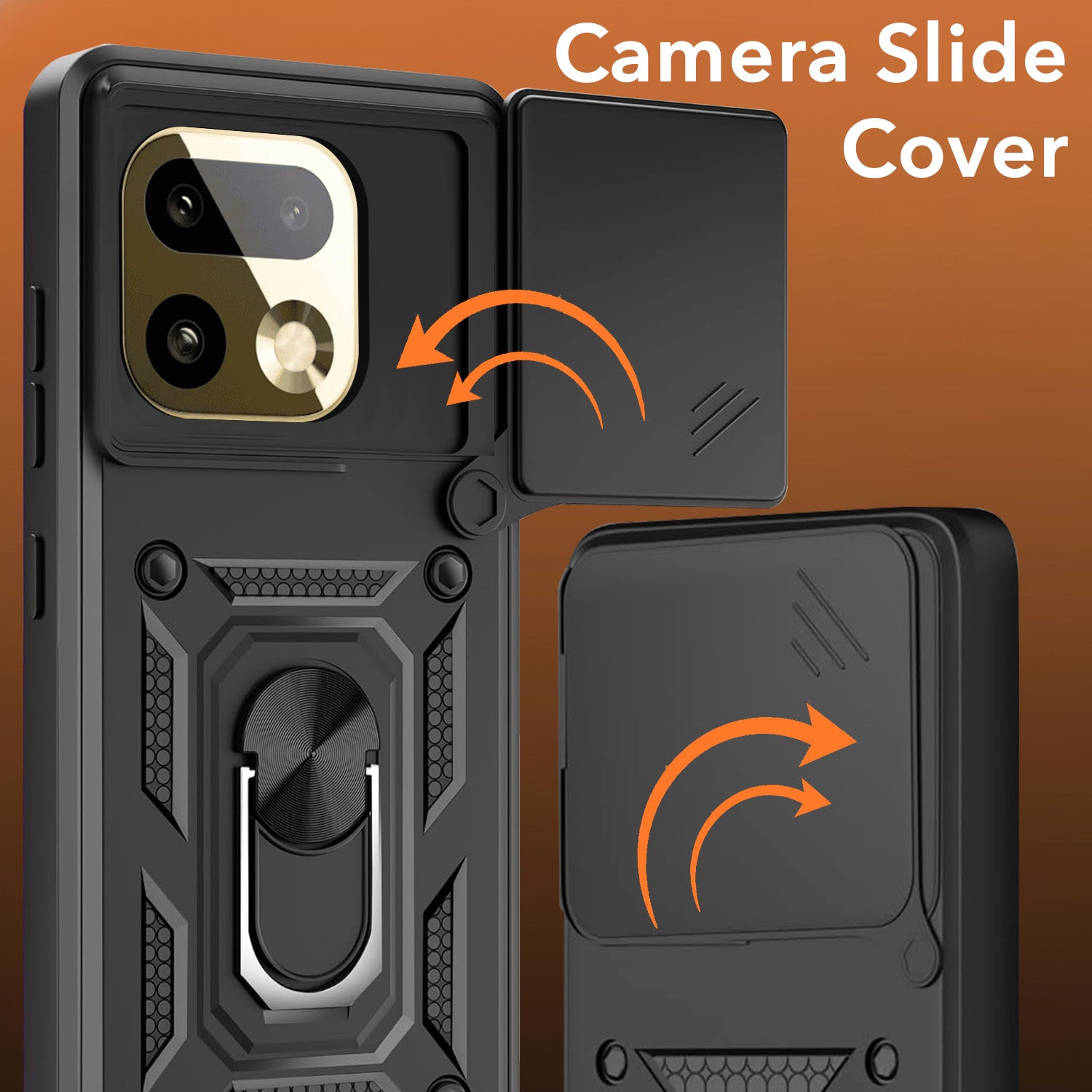 For Realme 16 Pro Plus 5G Back Cover Case Hybrid Armor (Sliding Shutter Camera Protection | Polycarbonate |Ring Holder Kickstand)