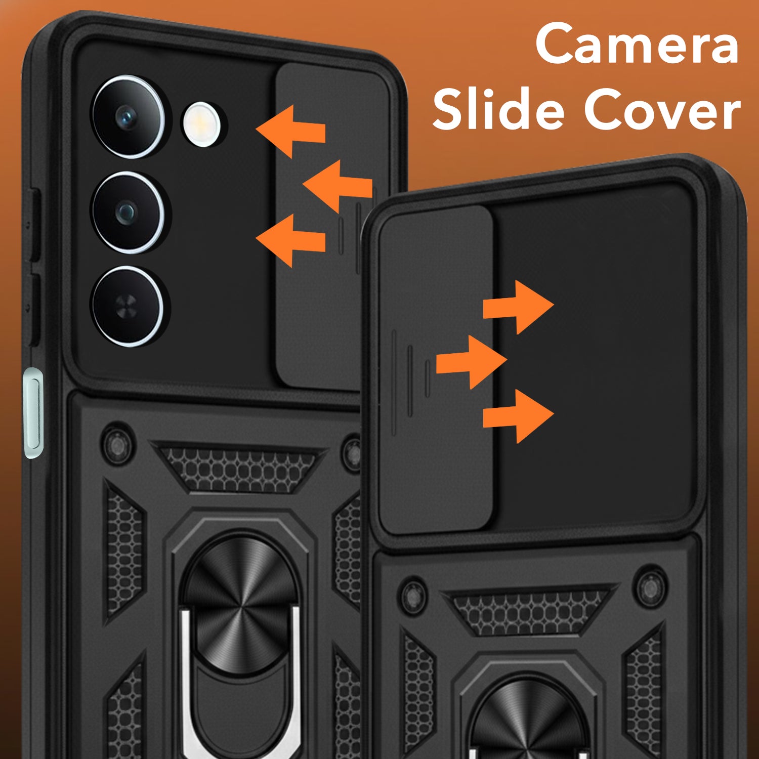 For Realme P4 Lite 5G | Realme Narzo 100 Lite 5G Back Cover Case Hybrid Armor (Sliding Shutter Camera Protection | Polycarbonate |Ring Holder Kickstand)