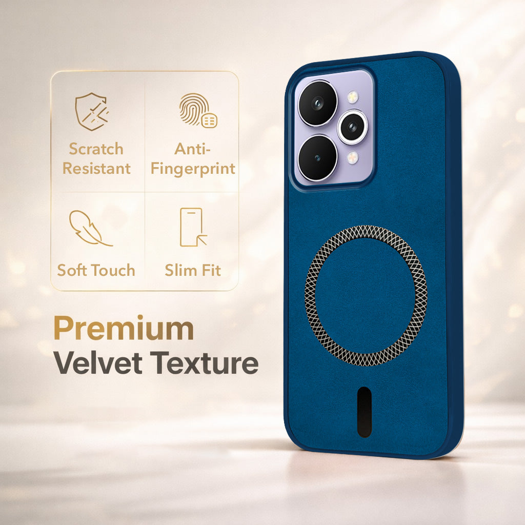 For Realme 15 Pro Back Cover Case Leather Finish (MagSafe Compatible Wireless Charging | Soft Touch | Camera Bump Protection)