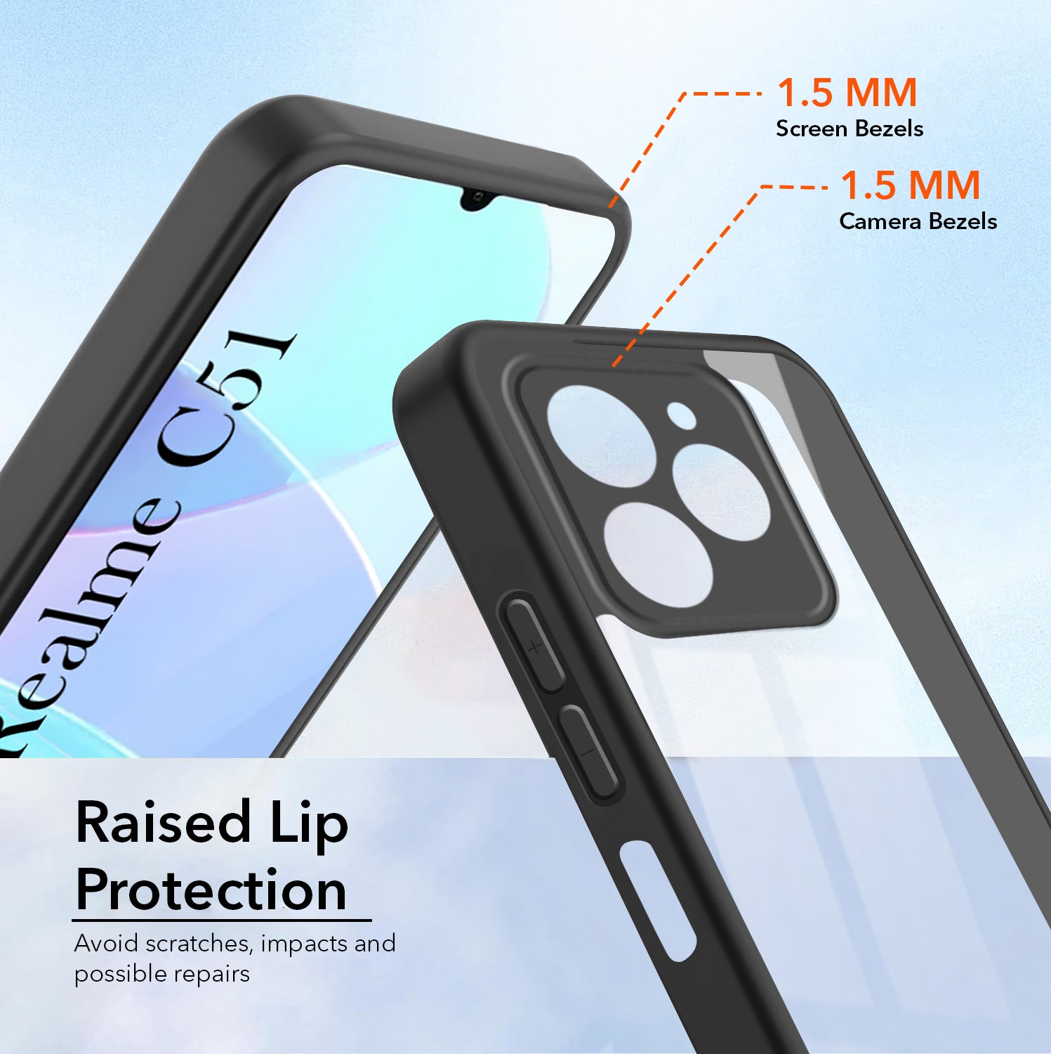 For Realme C51 Back Cover Case Ultra-Hybrid (Lifetime Anti Yellow | Anti Scratch | Crystal Clear Shockproof)