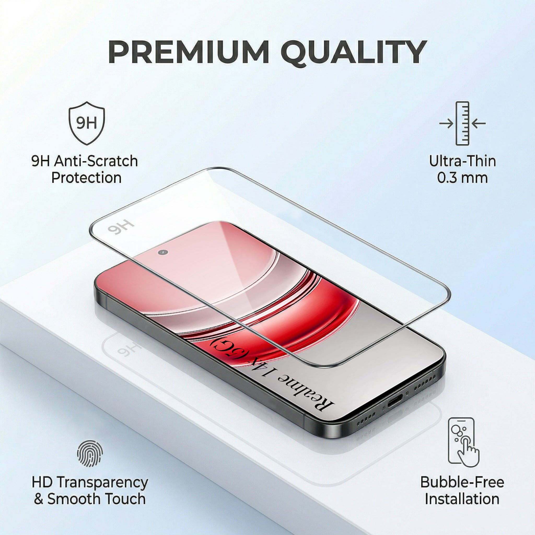For Realme 14X Combo (Textured Grip Design | Micro-Fiber Cloth Inside | Oleophobic Coating Screen Glass)