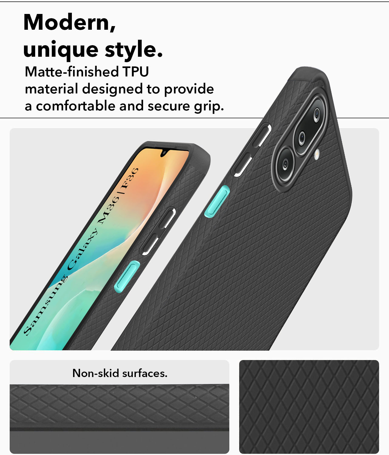 For Samsung Galaxy M36 | Samsung Galaxy F36 Back Cover Case Liquid Silicone (Camera Protection | Side Grip Texture | Soft and Flexible)