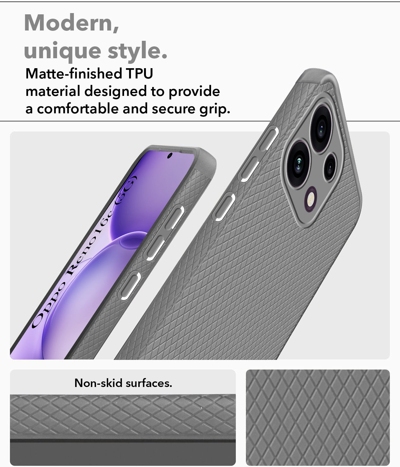 For Oppo Reno 16C 5G Back Cover Case Liquid Silicone (Camera Protection | Side Grip Texture | Soft and Flexible)