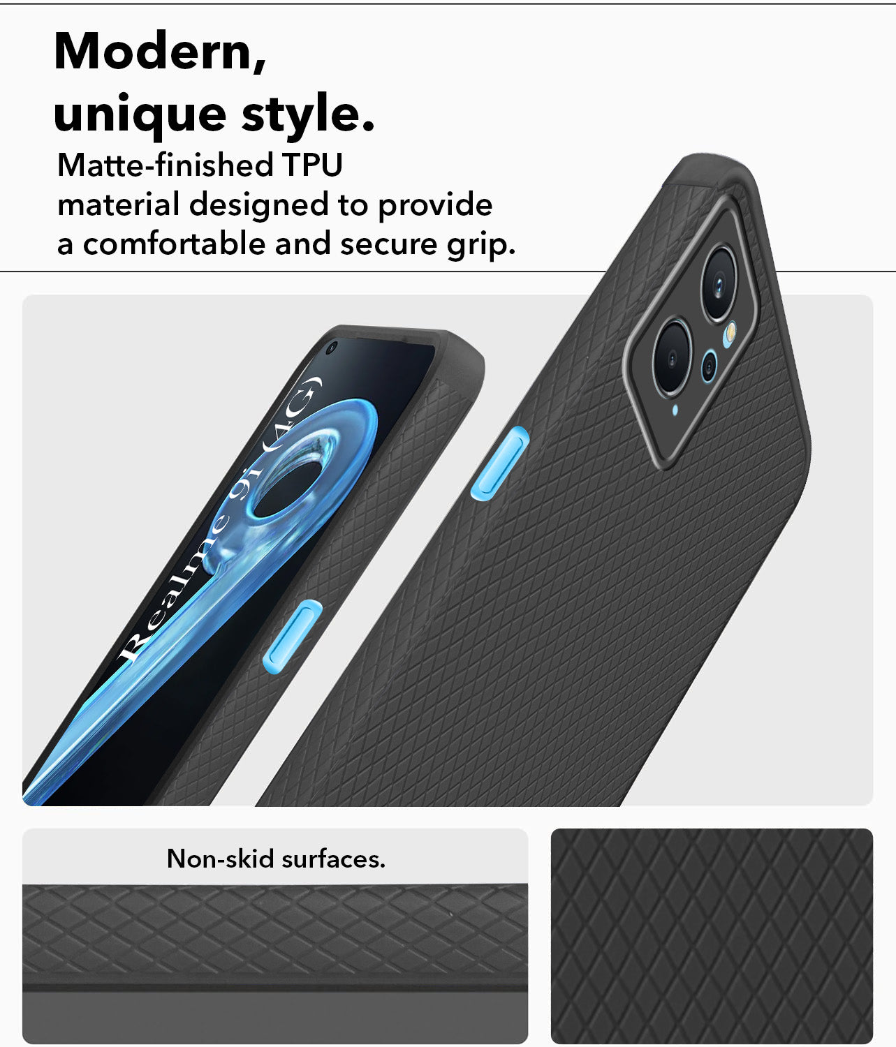 For Realme 9i Back Cover Case (Liquid Silicone | Side Grip | Camera Protection)
