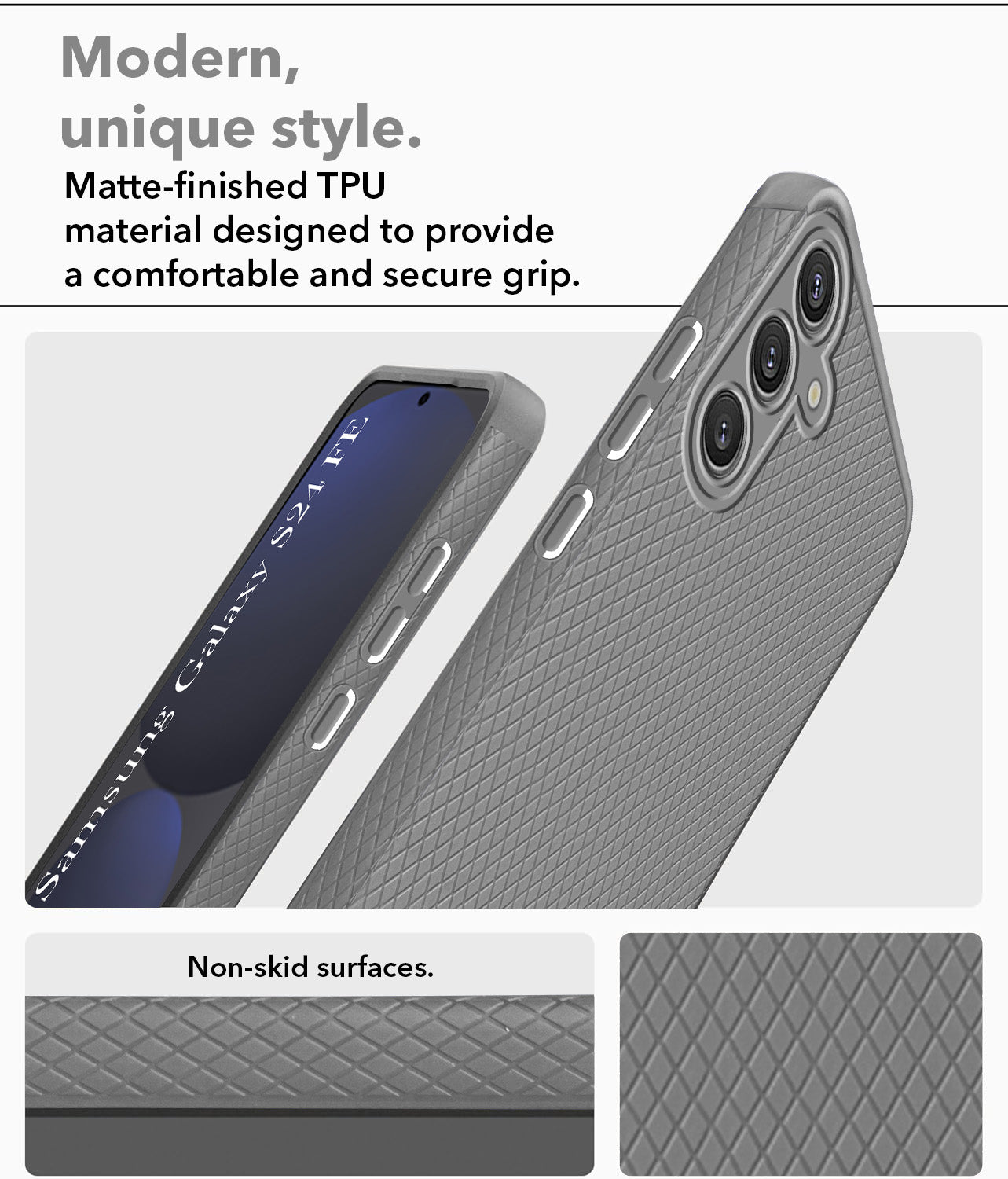 For Samsung Galaxy S24 FE Back Cover Case (Liquid Silicone | Side Grip | Camera Protection)