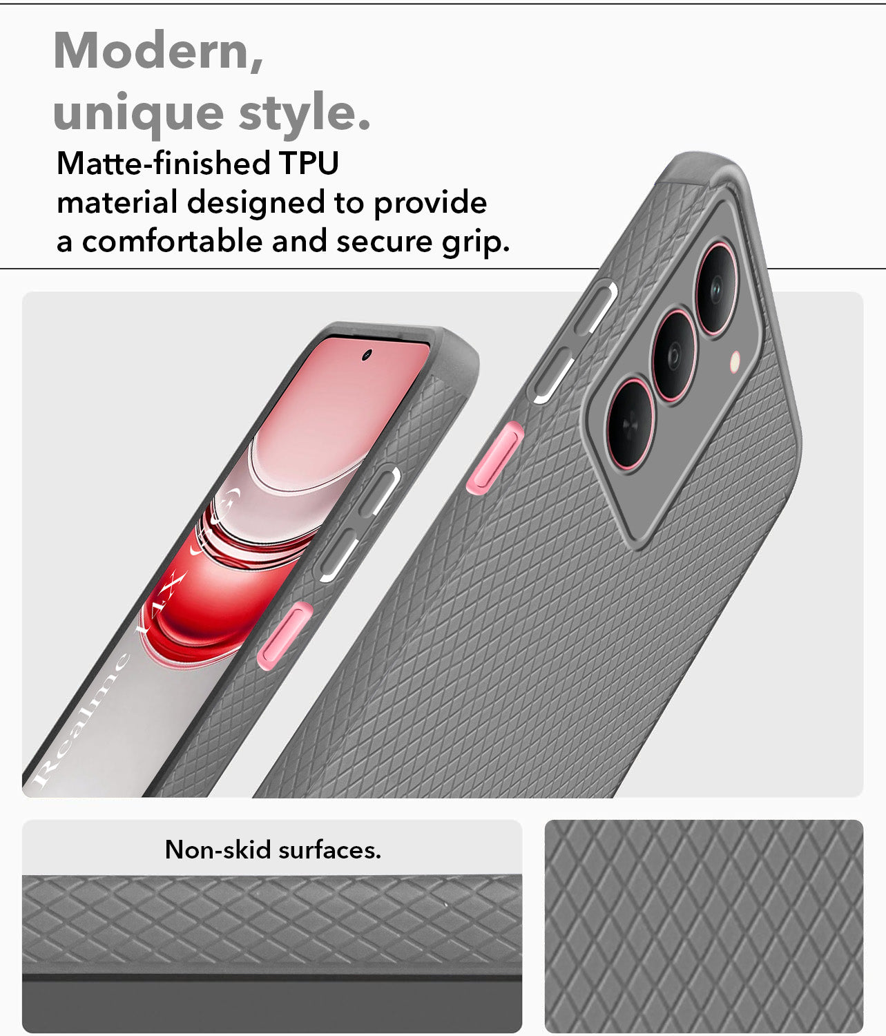 For Realme 14X Back Cover Case  (Liquid Silicone | Side Grip | Camera Protection)