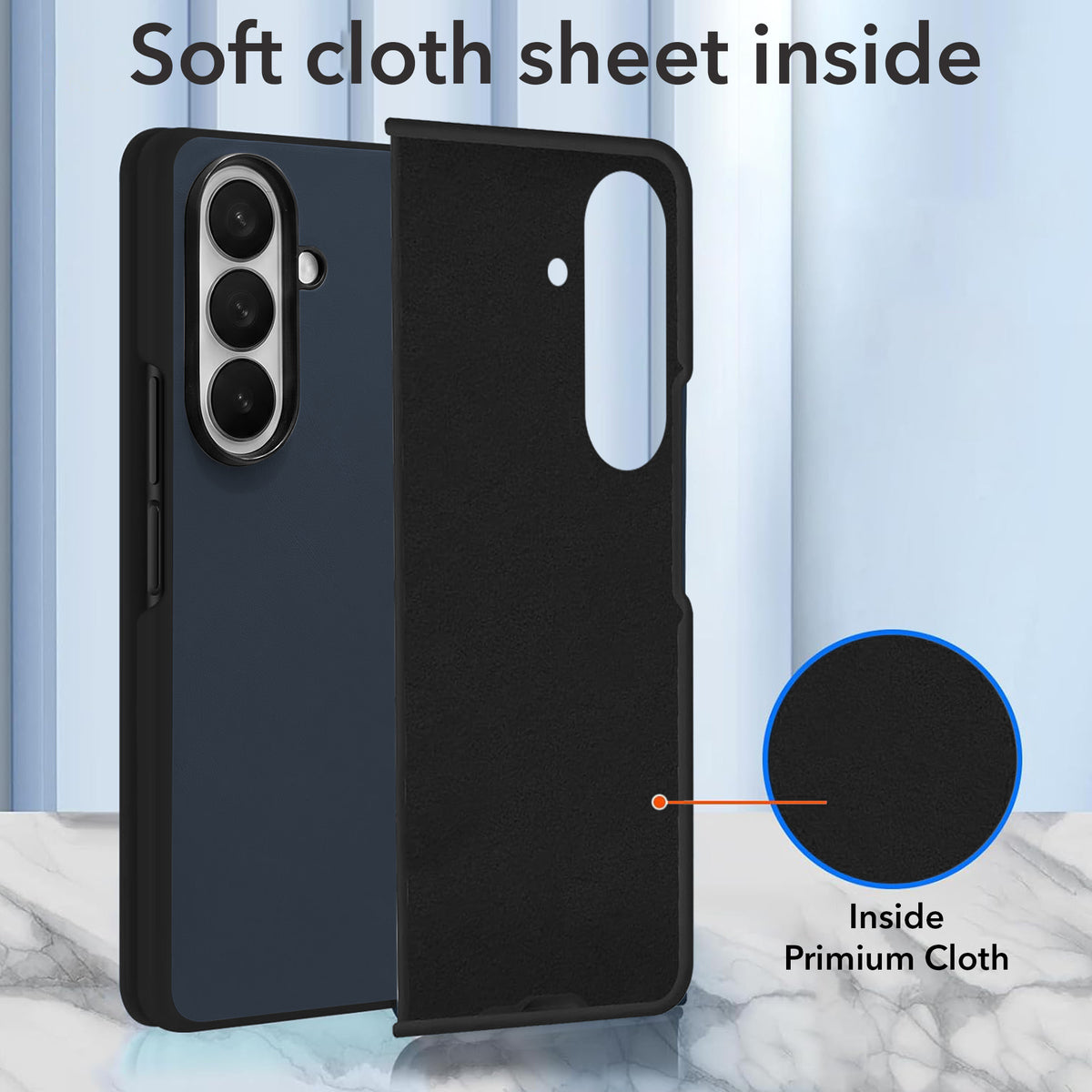 For Samsung Galaxy Z Fold 7 Premium Cover Case (Soft Leater Touch | Interior Protective Cloth | Slim 360* Protection)