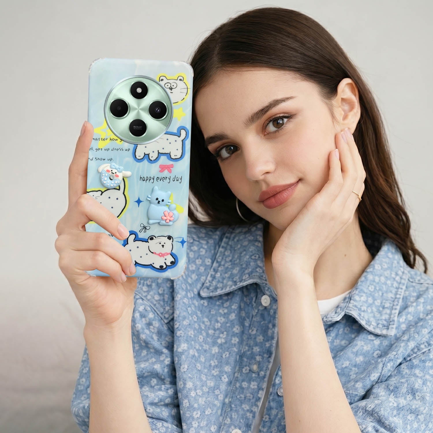 For Poco C75 | Poco M7 Back Cover Case (3D Cute Cartoons | Hard Back Side Soft | Matte Premium Finish | HD Printing)