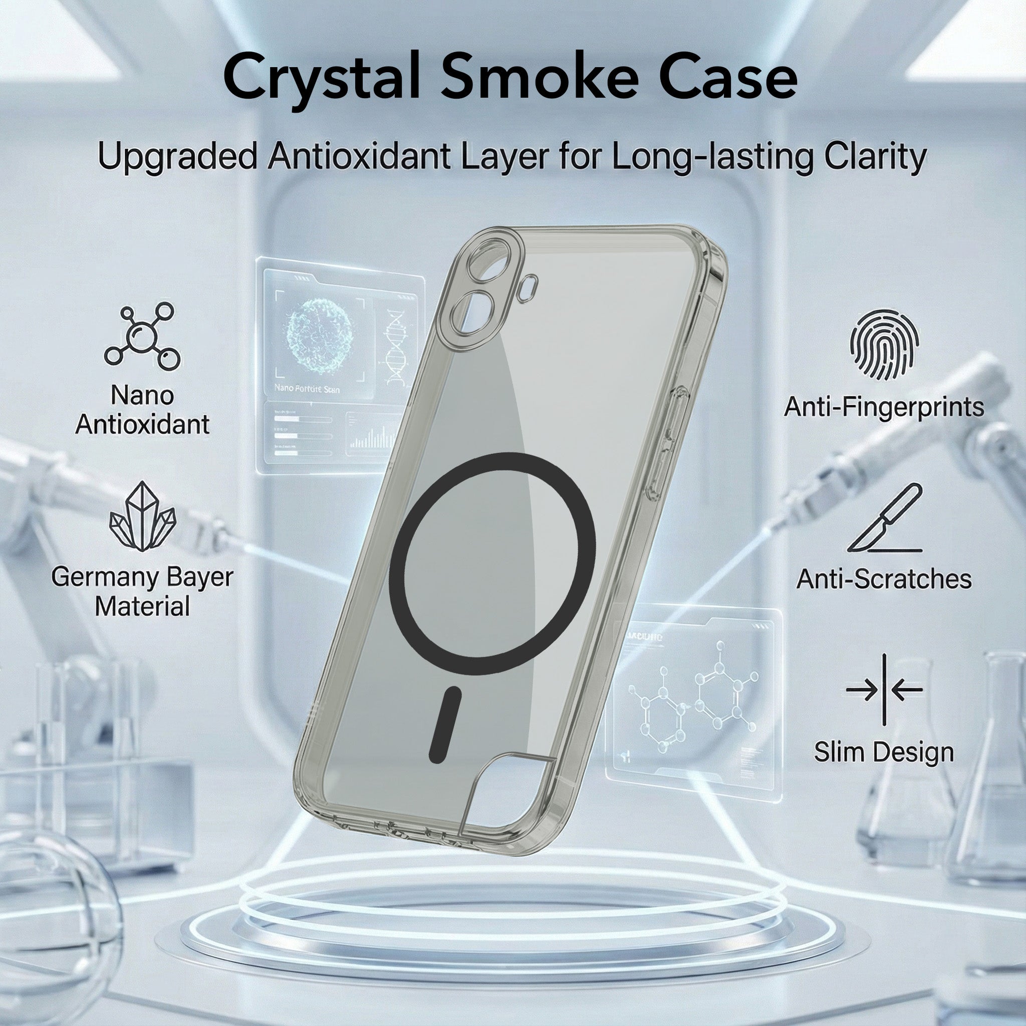 For Nothing CMF Phone 1 Back Cover Case Lifetime Anti-Yellow MagSafe Compatible Clear (Sleek Hard Crystal | Shockproof and Camera Protection)