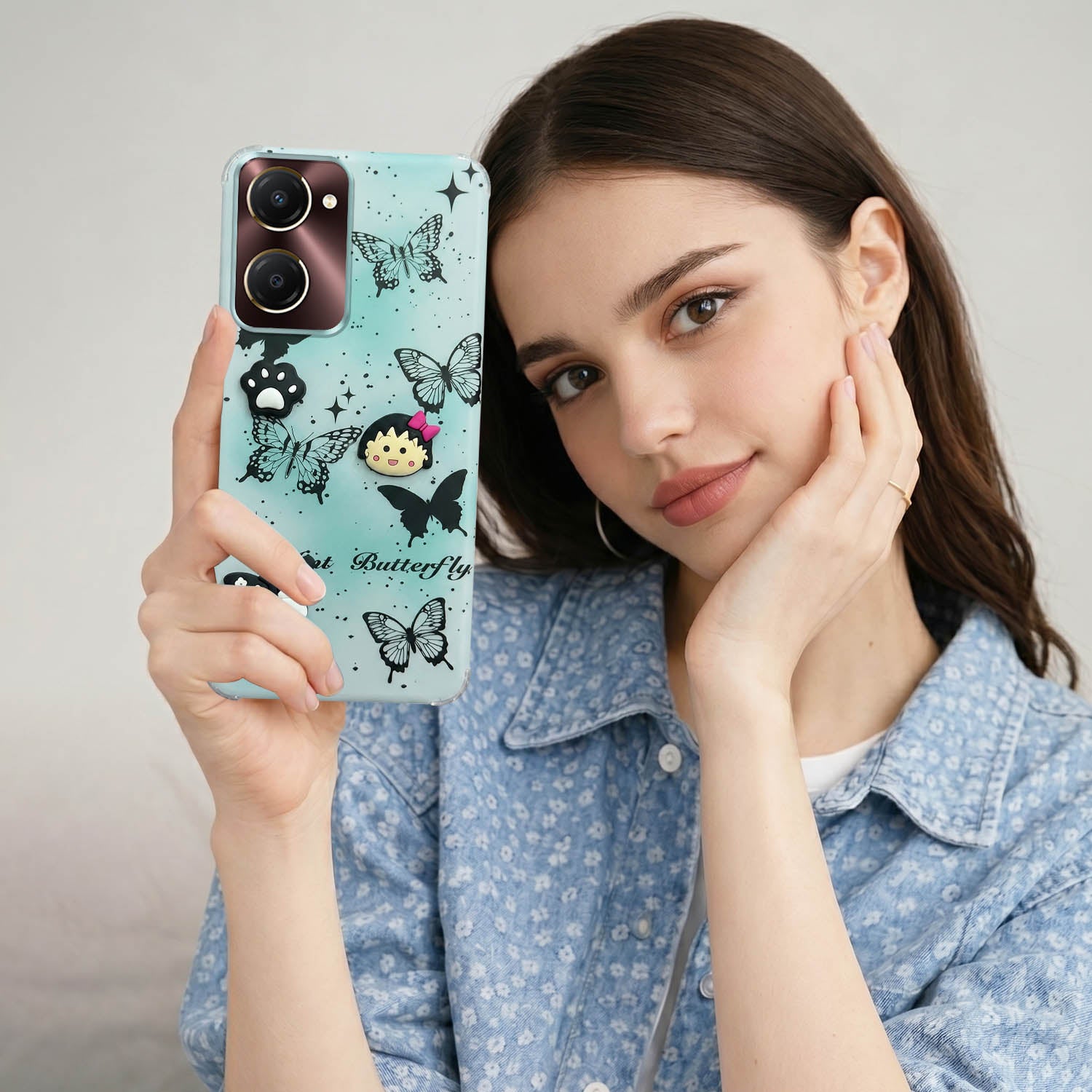 For Vivo iQOO Z9 Lite 5G Back Cover Case (3D Cute Cartoons | Hard Back Side Soft | Matte Premium Finish | HD Printing)