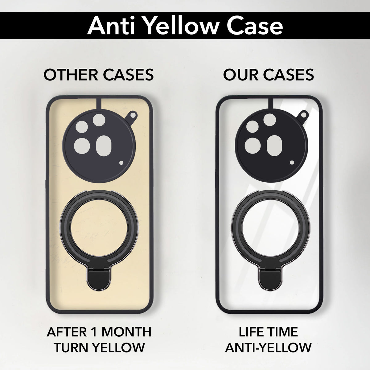 For Nothing Phone 3A Pro 5G Back Cover Case (Kick Stand Ring Holder | Life time Anti Yellow | Camera Protection)
