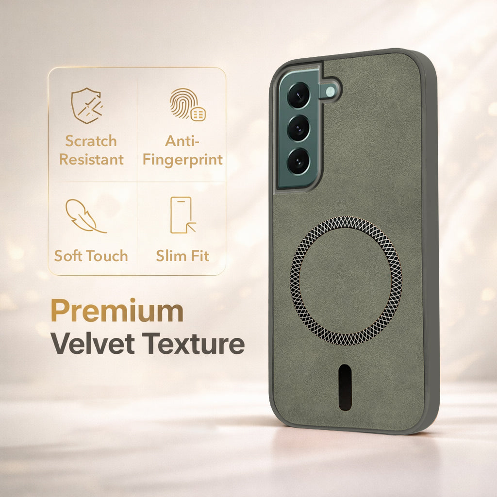 For Samsung Galaxy S22 Plus 5G Back Cover Case Leather Finish (MagSafe Compatible Wireless Charging | Soft Touch | Camera Bump Protection)