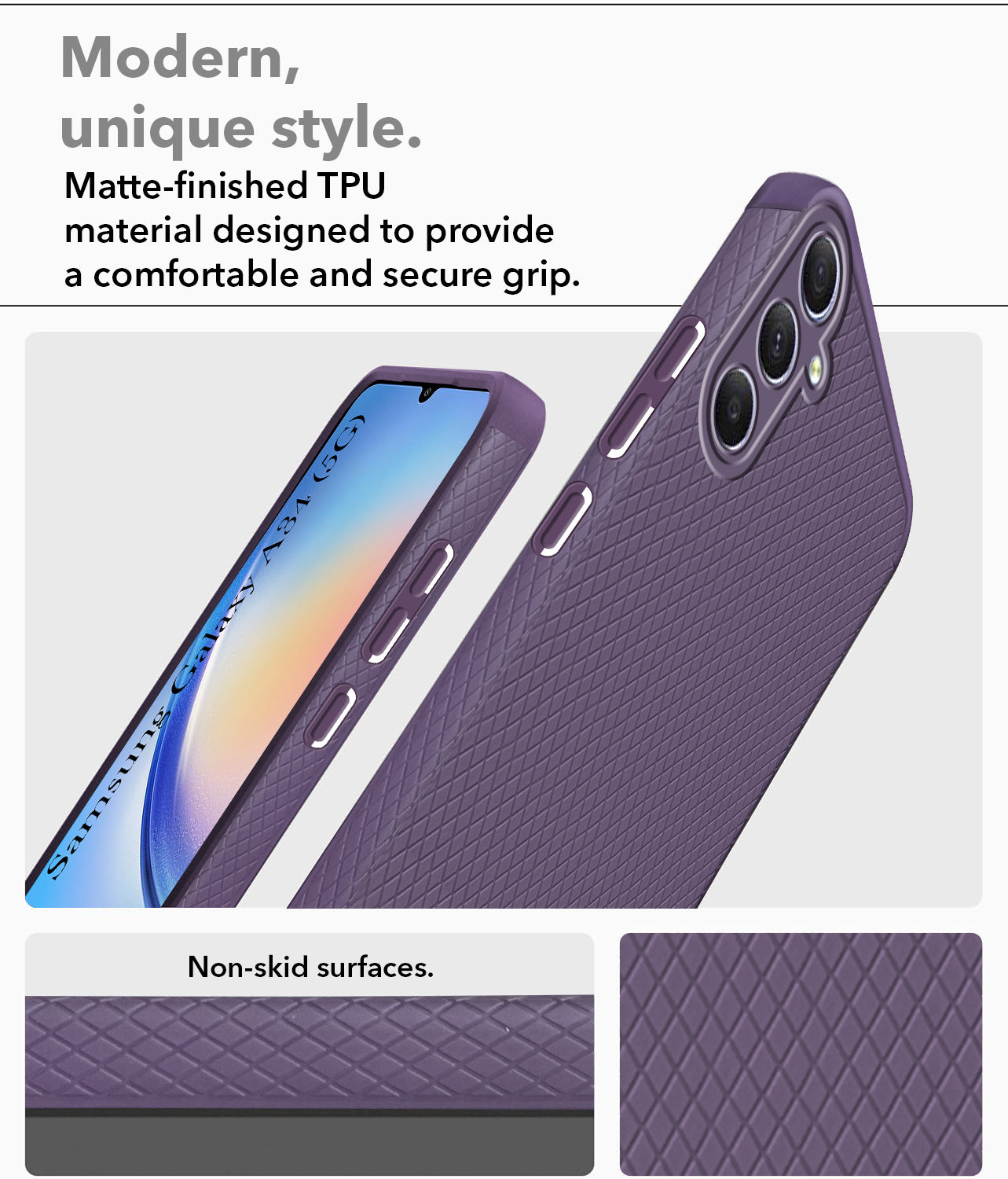 For Samsung Galaxy A34 5G Back Cover Case (Liquid Silicone | Side Grip | Camera Protection)