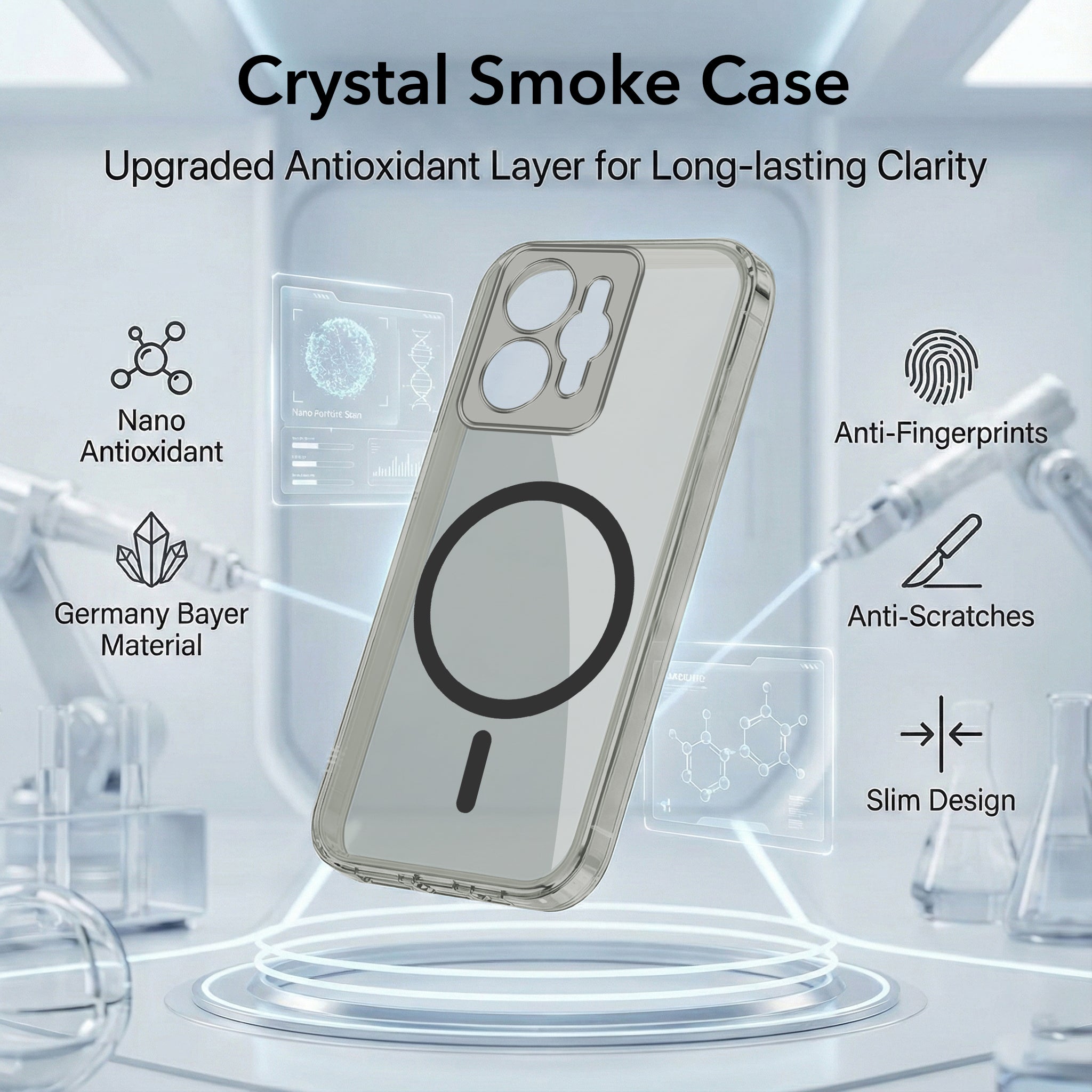 For Realme 15 Pro Back Cover Case Lifetime Anti-Yellow MagSafe Compatible Clear (Sleek Hard Crystal | Shockproof and Camera Protection)