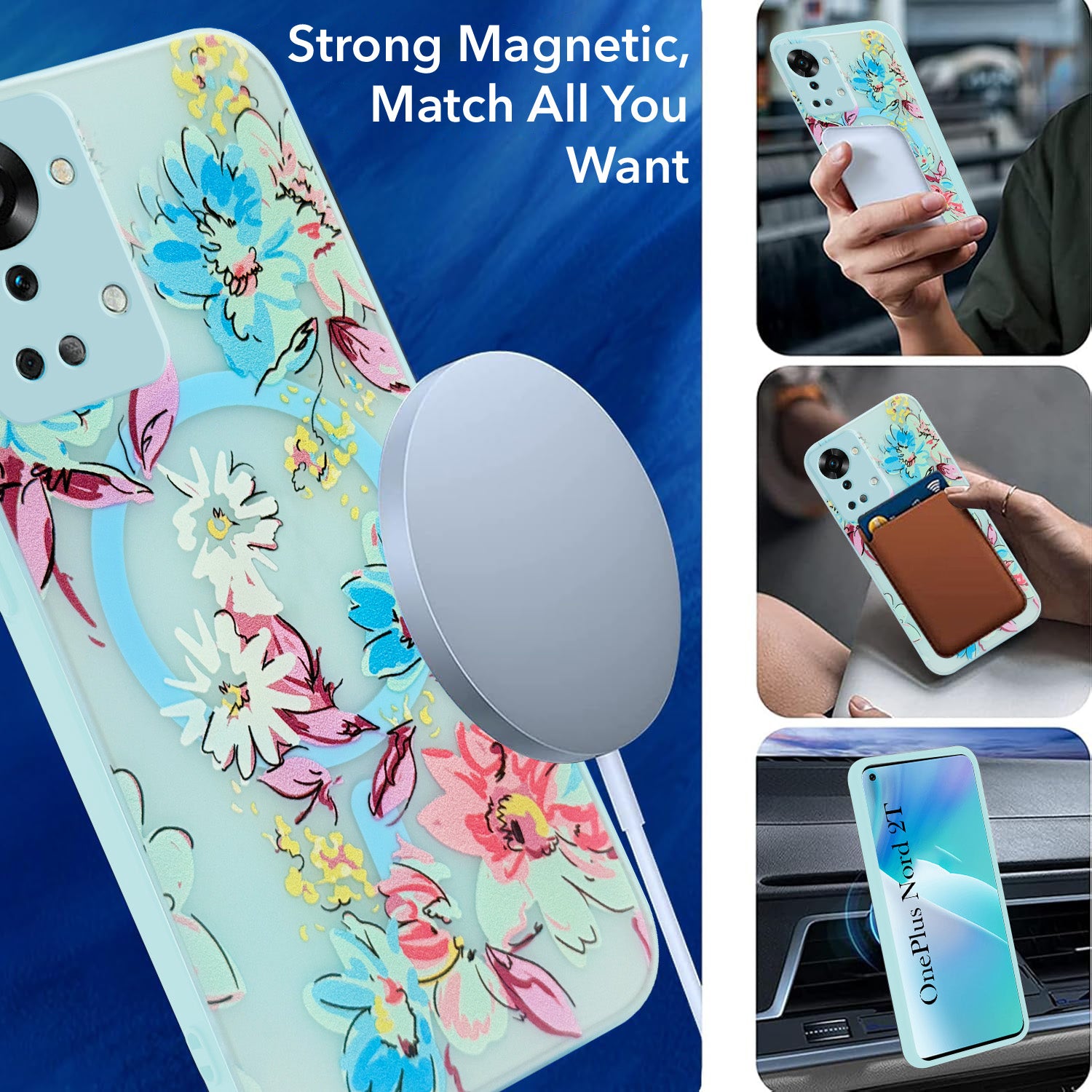 For OnePlus Nord 2T Back Cover Case (Cute Floral Design | Flower Print for Girls | MagSafe Compatible Wireless Charging)