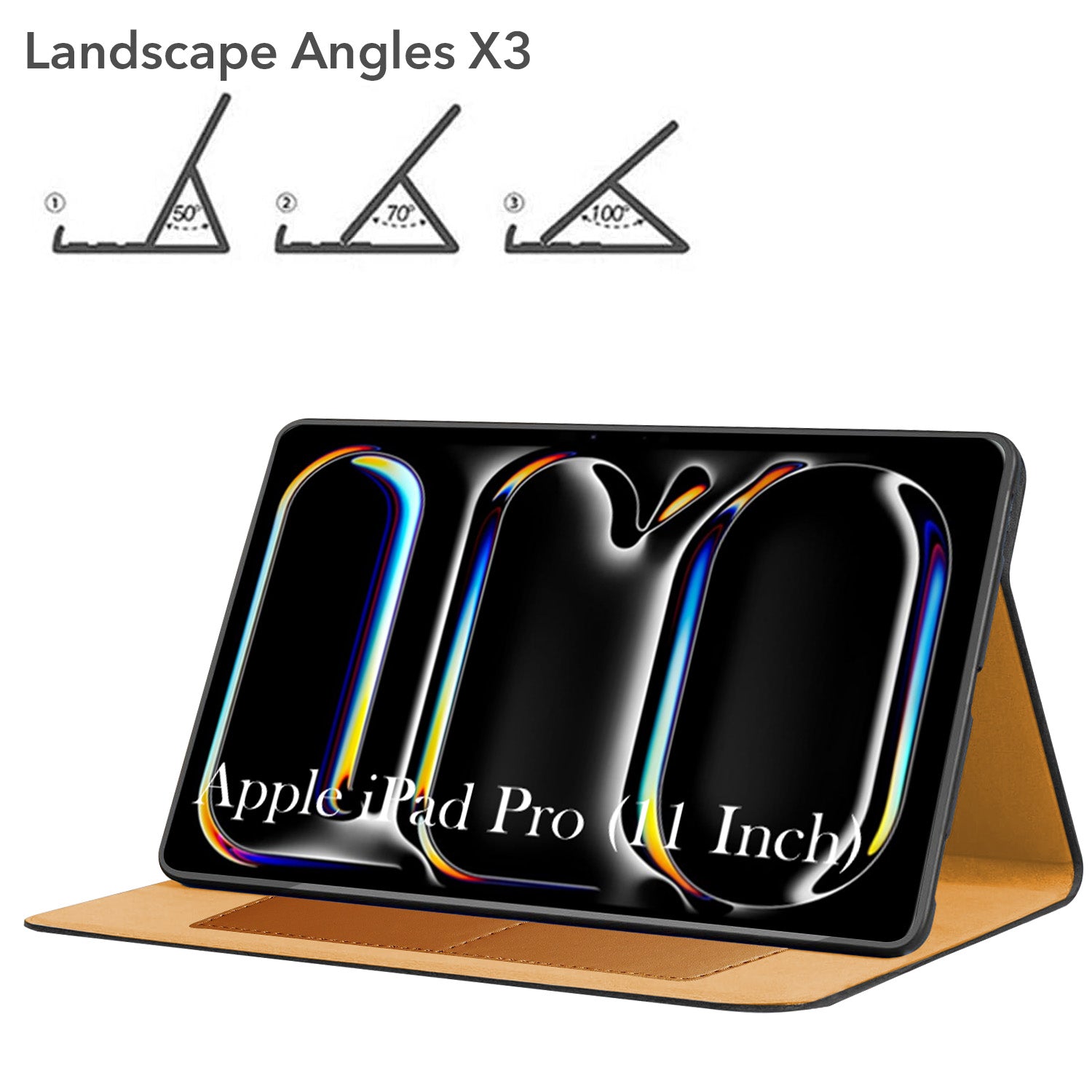 For Apple iPad Pro 11 Inch (2024) Flip Cover Folio Cover A2836/A2837/A3006/iPad16,3/6,4 (PU Leather | Multi-Angle Smart Stand | Card Storage Slots | Silicone Back Pouch)