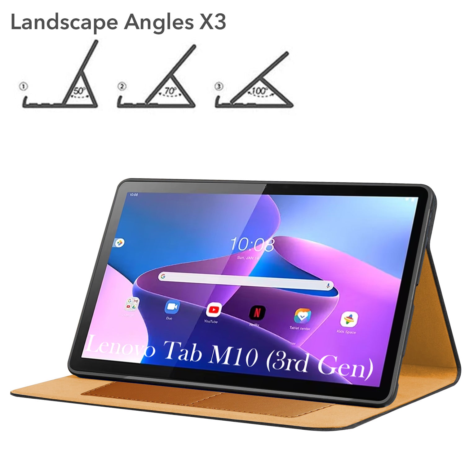 For Lenovo Tab M10 Gen 3 (TB328XU) Flip Cover Folio Cover 10.1 Inch (PU Leather | Multi-Angle Smart Stand | Card Storage Slots | Silicone Back Pouch)