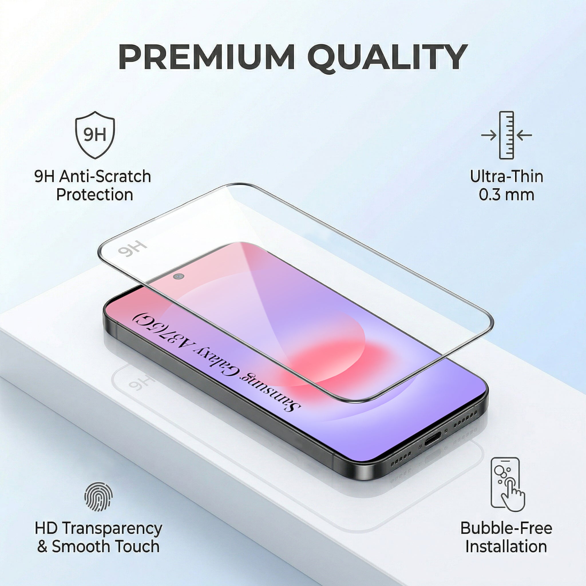 For Samsung Galaxy A37 5G Combo with Back Cover and 9H Tempered Glass (Lifetime Anti-Yellow | Sleek Hard Crystal | Oleophobic Coating Screen Glass)