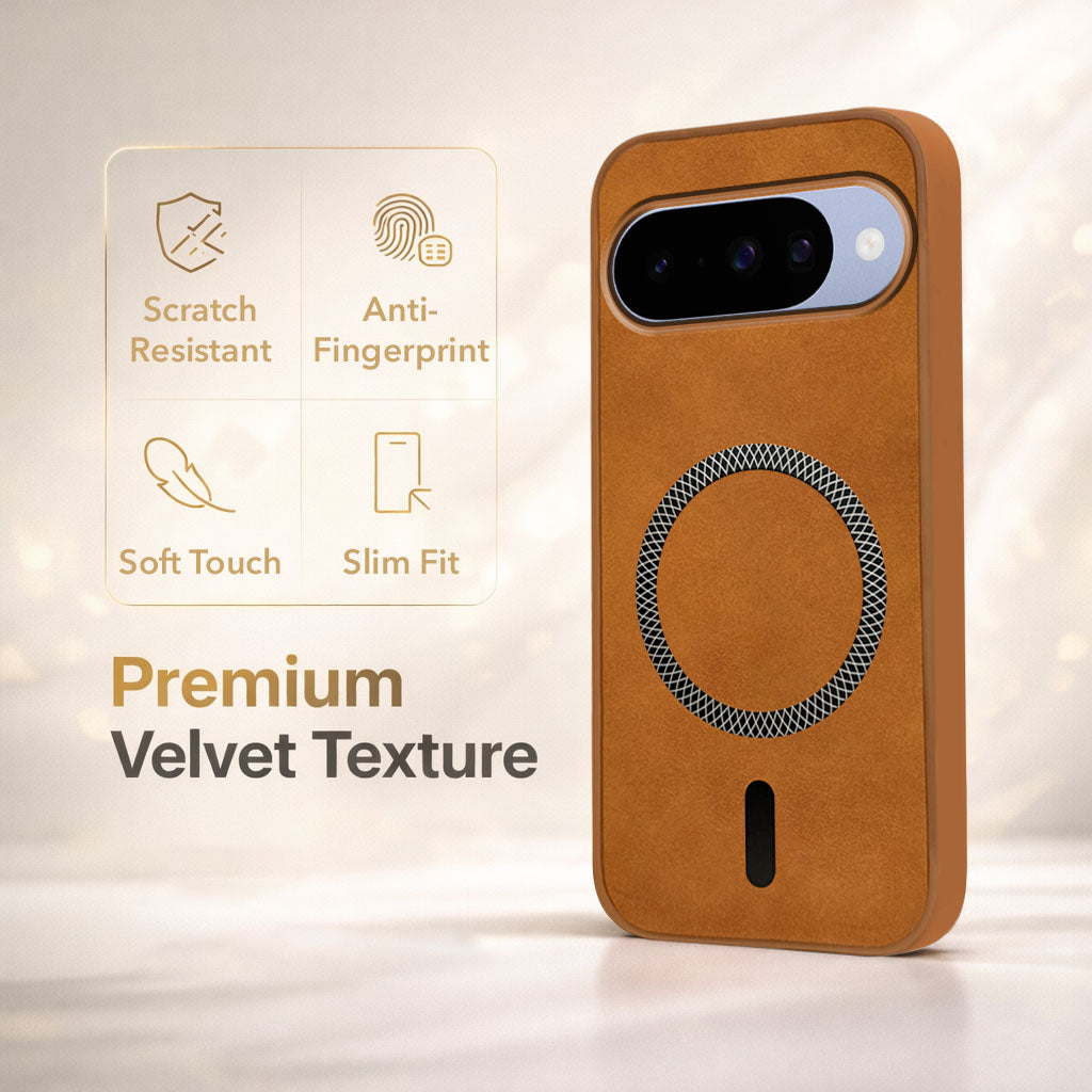 For Google Pixel 10 Back Cover Case Leather Finish (MagSafe Compatible Wireless Charging | Soft Touch | Camera Bump Protection)
