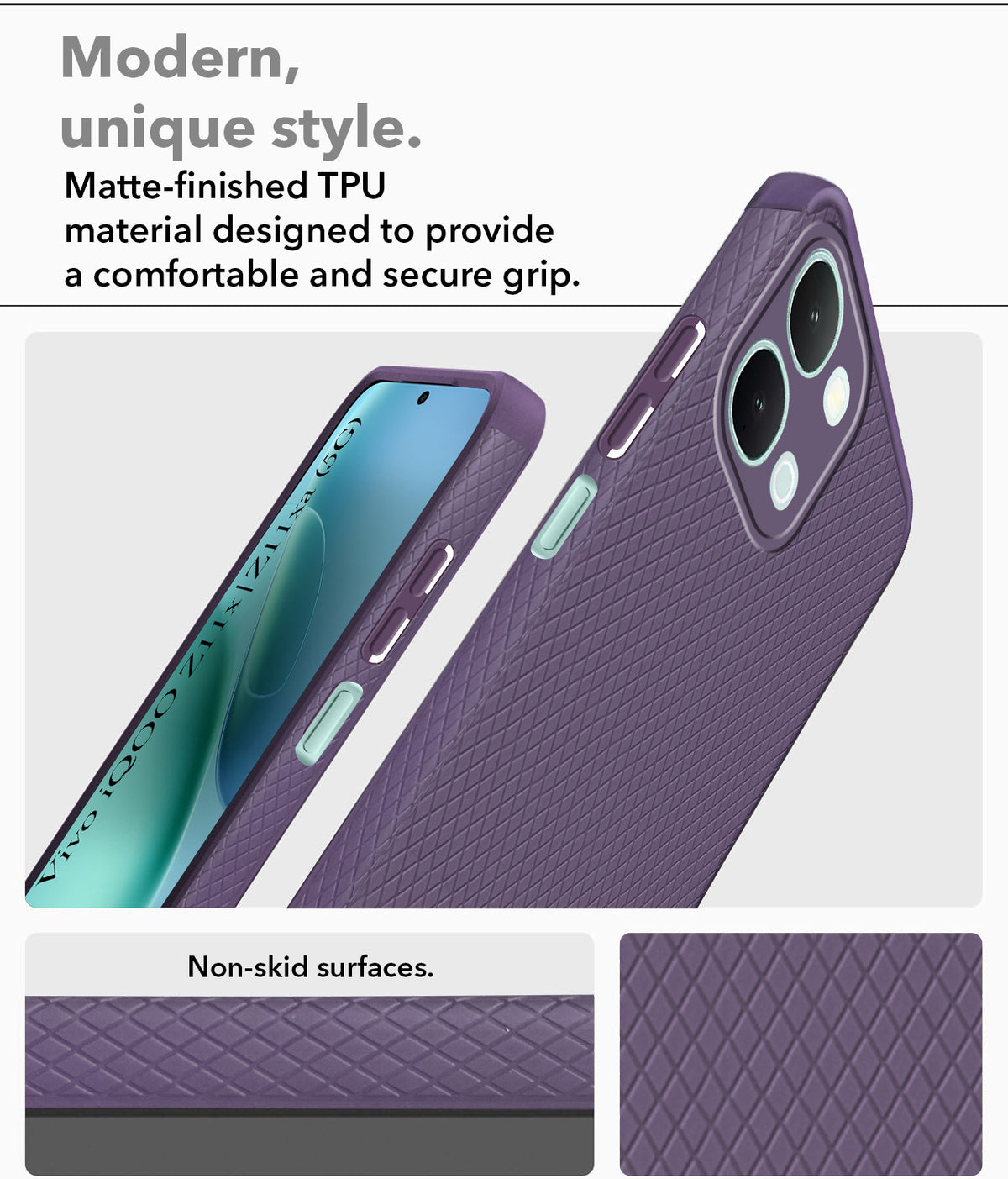 For iQOO Z11x | iQOO Z11xa Back Cover Case Liquid Silicone (Camera Protection | Side Grip Texture | Soft and Flexible)