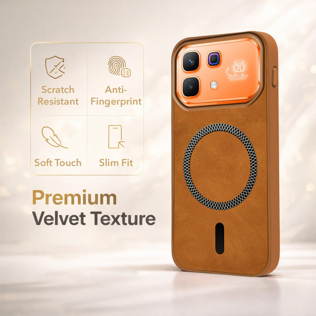 For Infinix Note 60 Pro 5G Back Cover Case Leather Finish (MagSafe Compatible Wireless Charging | Soft Touch | Camera Bump Protection)