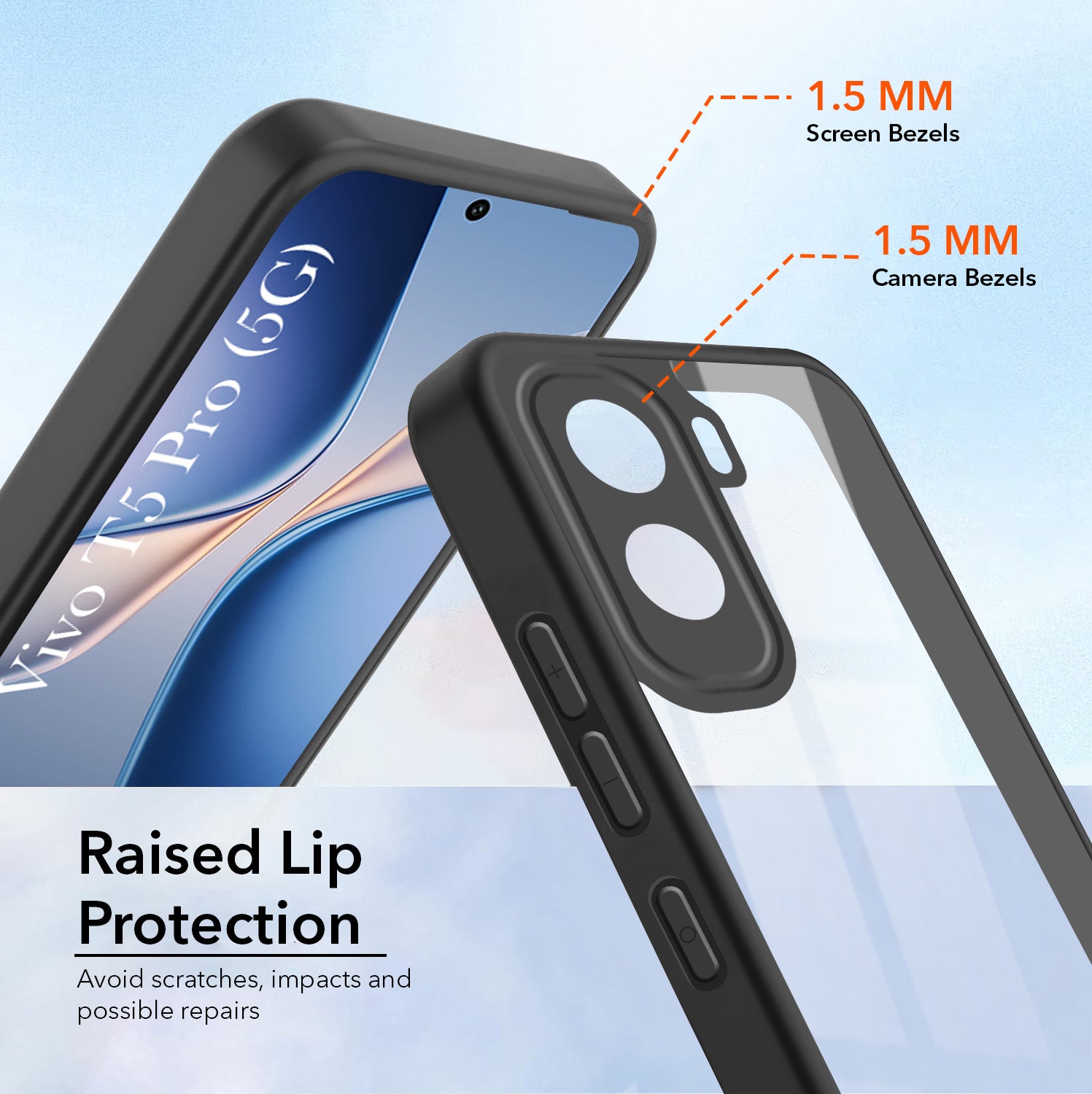 For Vivo T5 Pro 5G Back Cover Case Ultra-Hybrid (Lifetime Anti Yellow | Anti Scratch | Crystal Clear Shockproof)