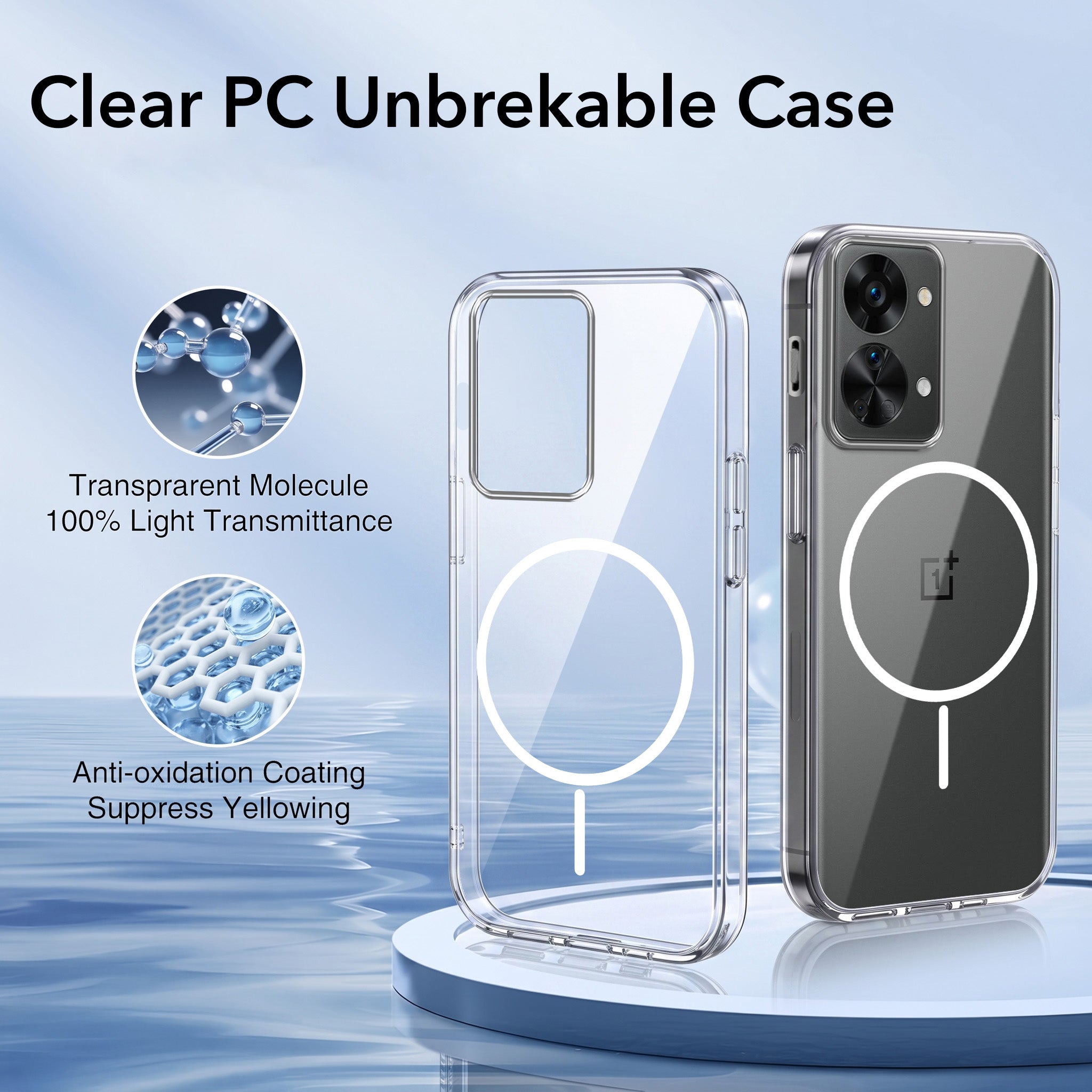 For OnePlus Nord 2T 5G Back Case Cover Crystal Anti Yellow (Unbreakable PC | MagSafe Wireless Charging Support |Camera Protection Bump)