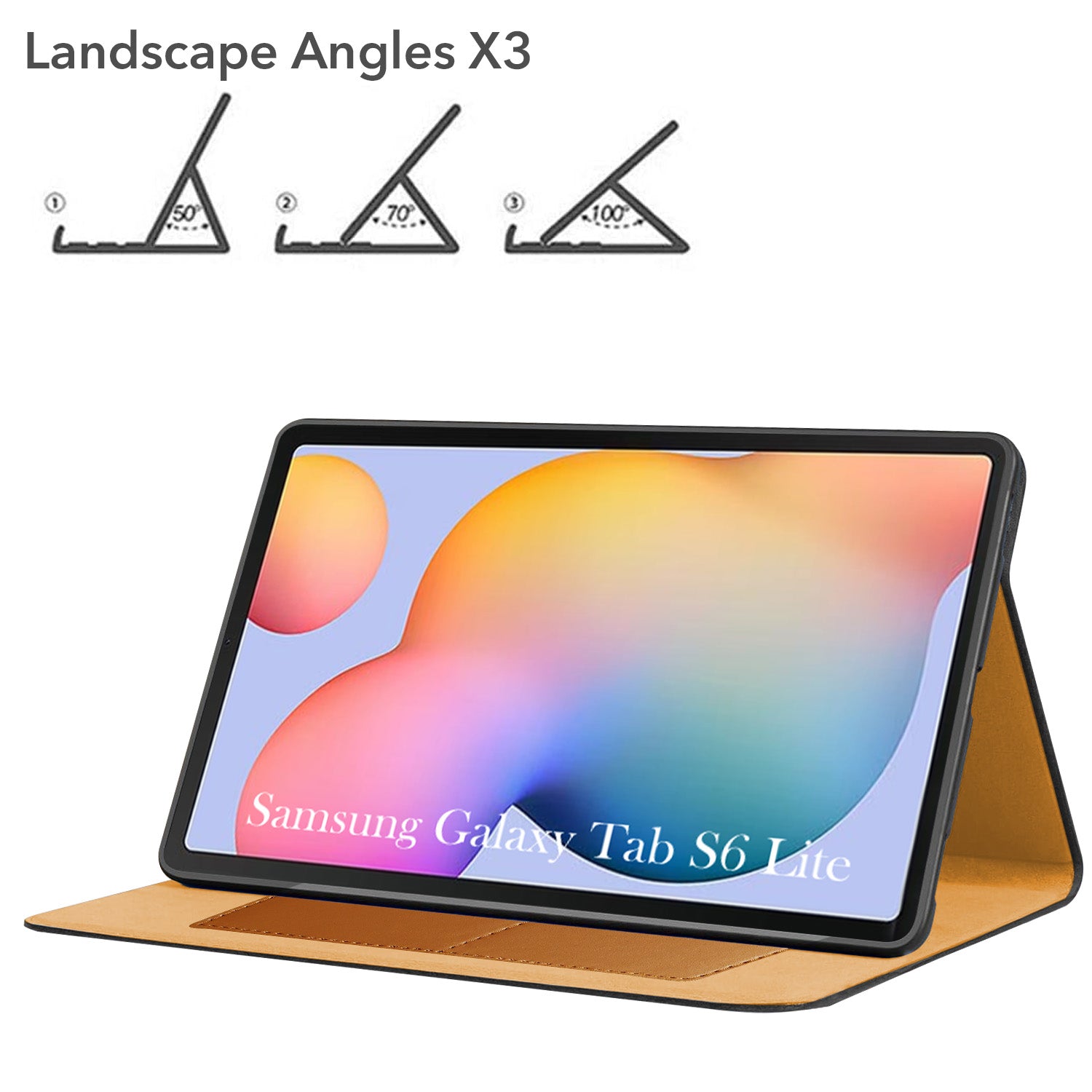 For Samsung Galaxy Tab S6 Lite P615 10 Inch Flip Cover Folio Cover (PU Leather | Multi-Angle Smart Stand | Card Storage Slots | Silicone Back Pouch)