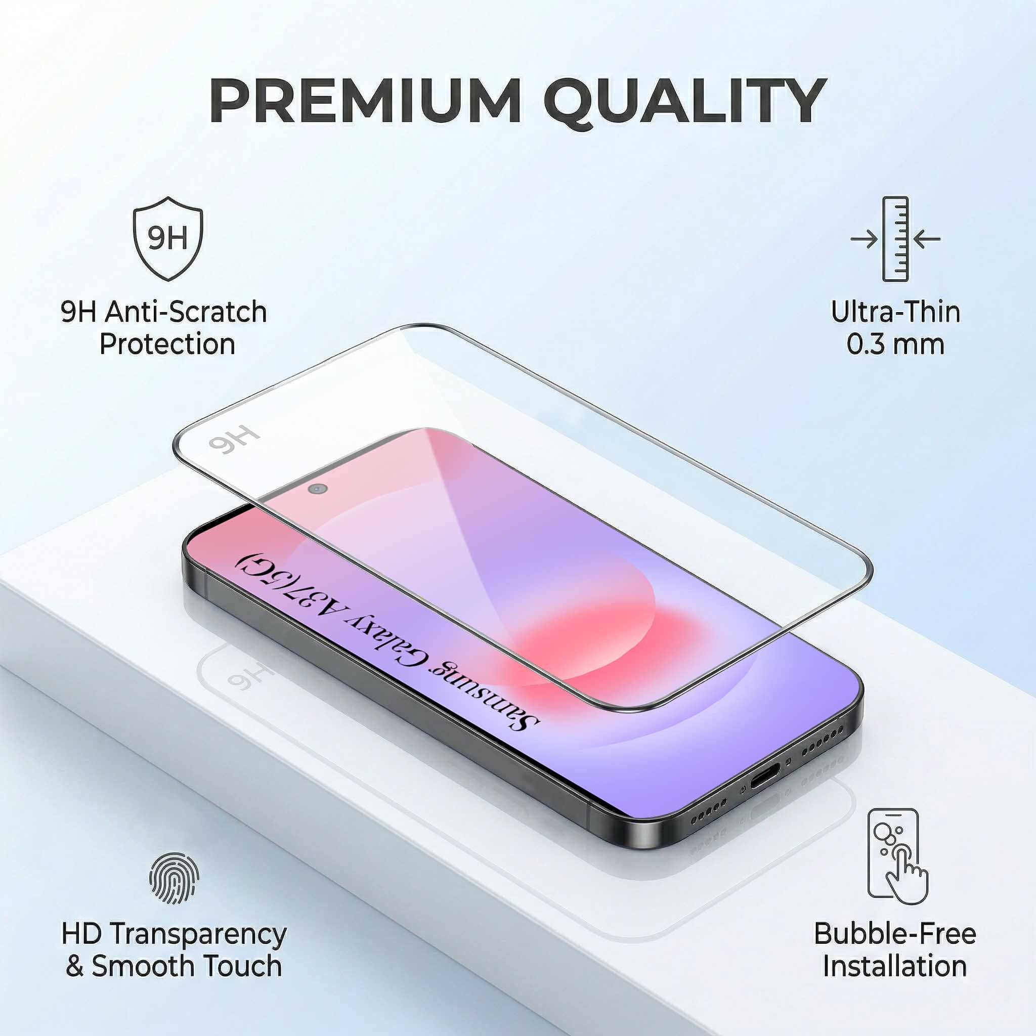 For Samsung Galaxy A37 5G Combo with Back Cover and 9H Tempered Glass (Liquid Silicone | Camera Protection | Oleophobic Coating Screen Glass)