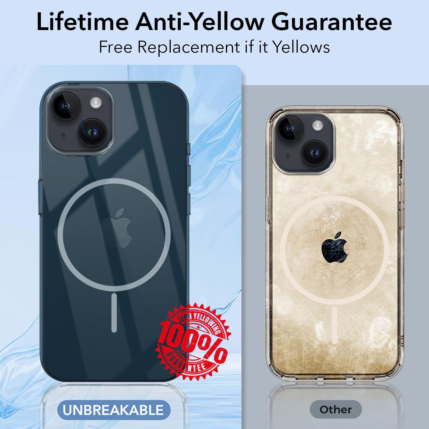 For Apple iPhone 14 Plus Back Cover Case Lifetime Anti-Yellow MagSafe Compatible Clear (Sleek Hard Crystal | Shockproof and Camera Protection)