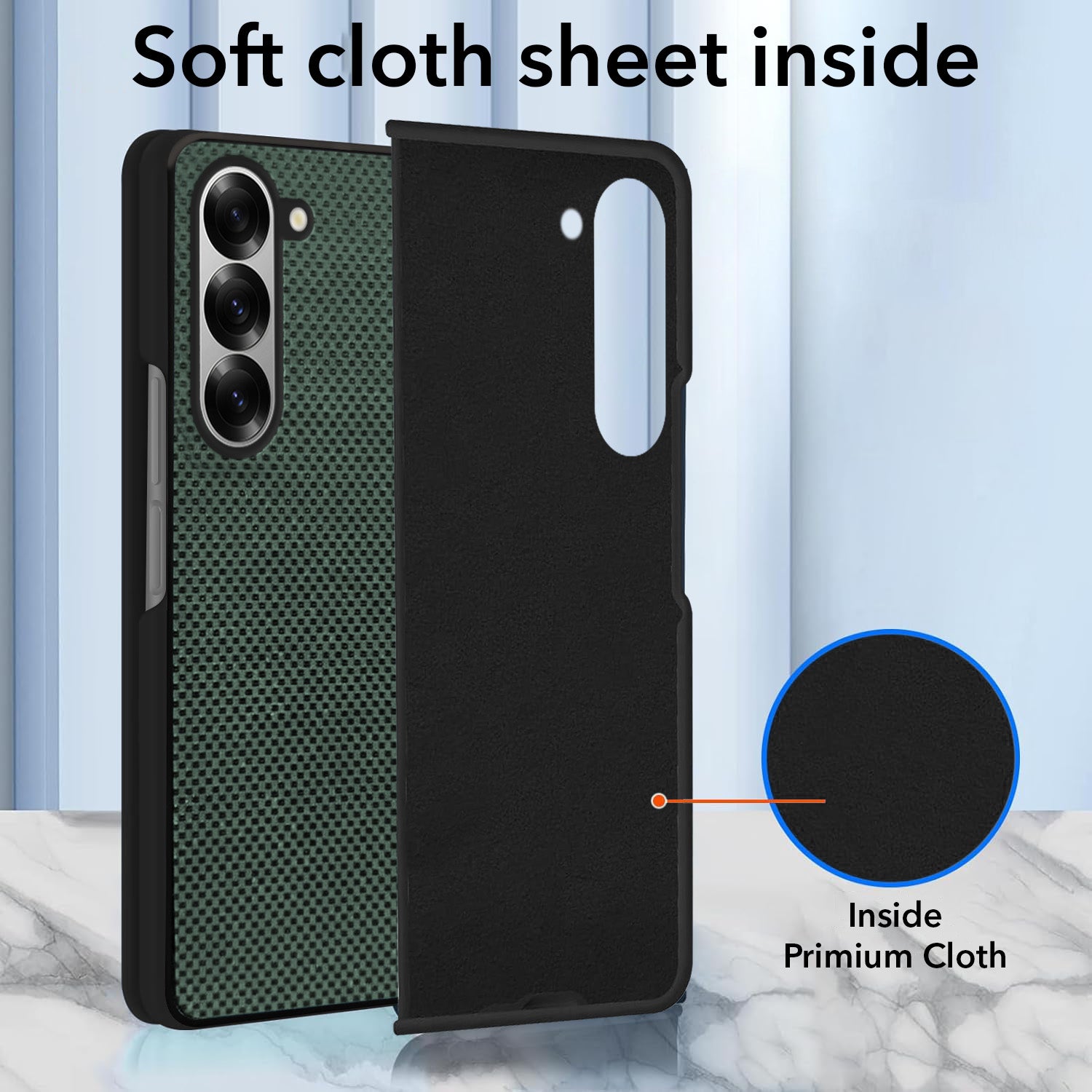 For Samsung Galaxy Z Fold 6 5G Back Flip Case Cover (Craft Printed Design | Hybrid Texture | Inside Microfiber Cloth)