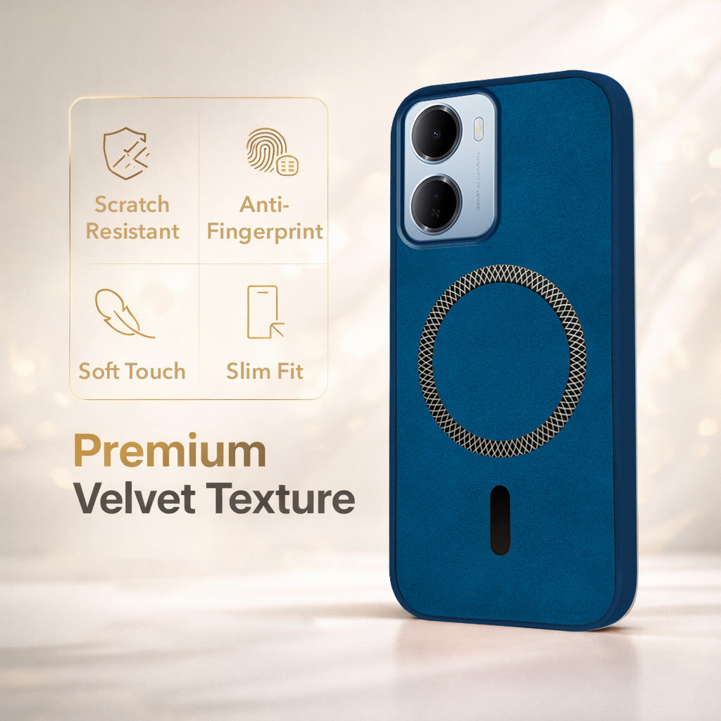 For Redmi 15A 5G Back Cover Case Leather Finish (MagSafe Compatible Wireless Charging | Soft Touch | Camera Bump Protection)