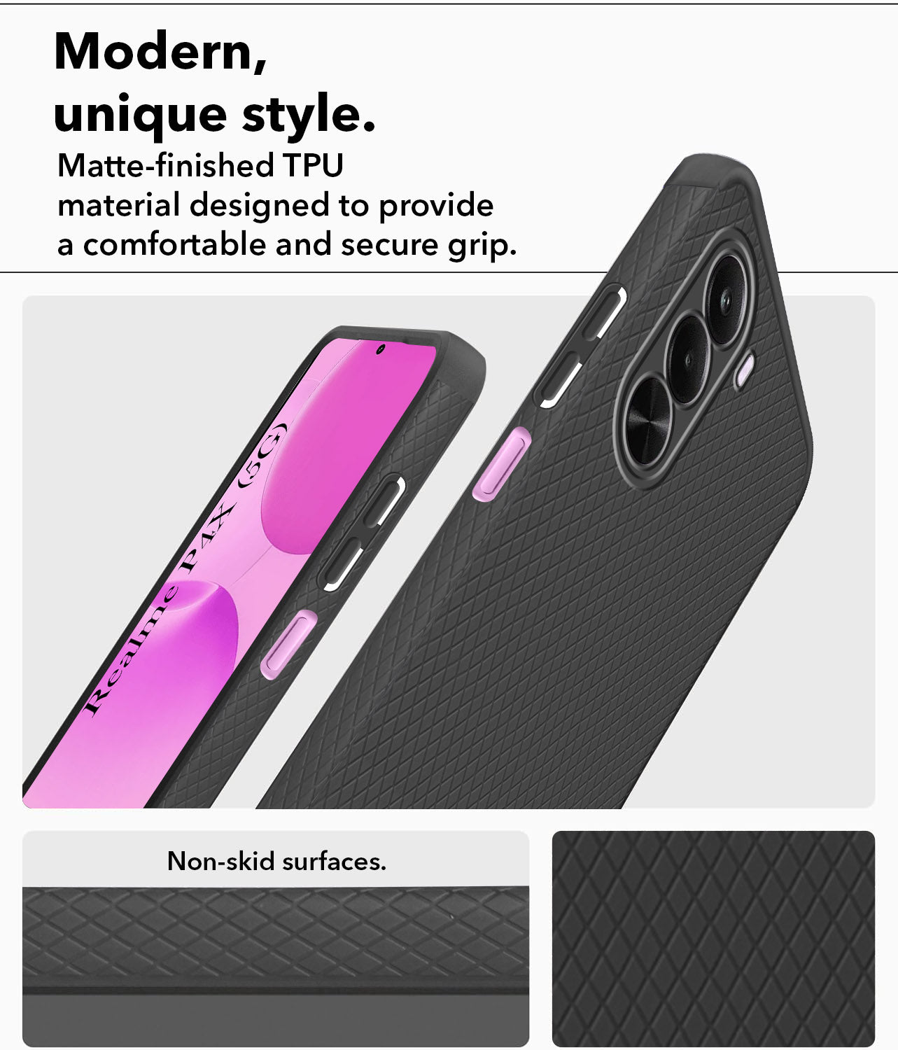 For Realme P4x Back Cover Case Liquid Silicone (Camera Protection | Side Grip Texture | Soft and Flexible)