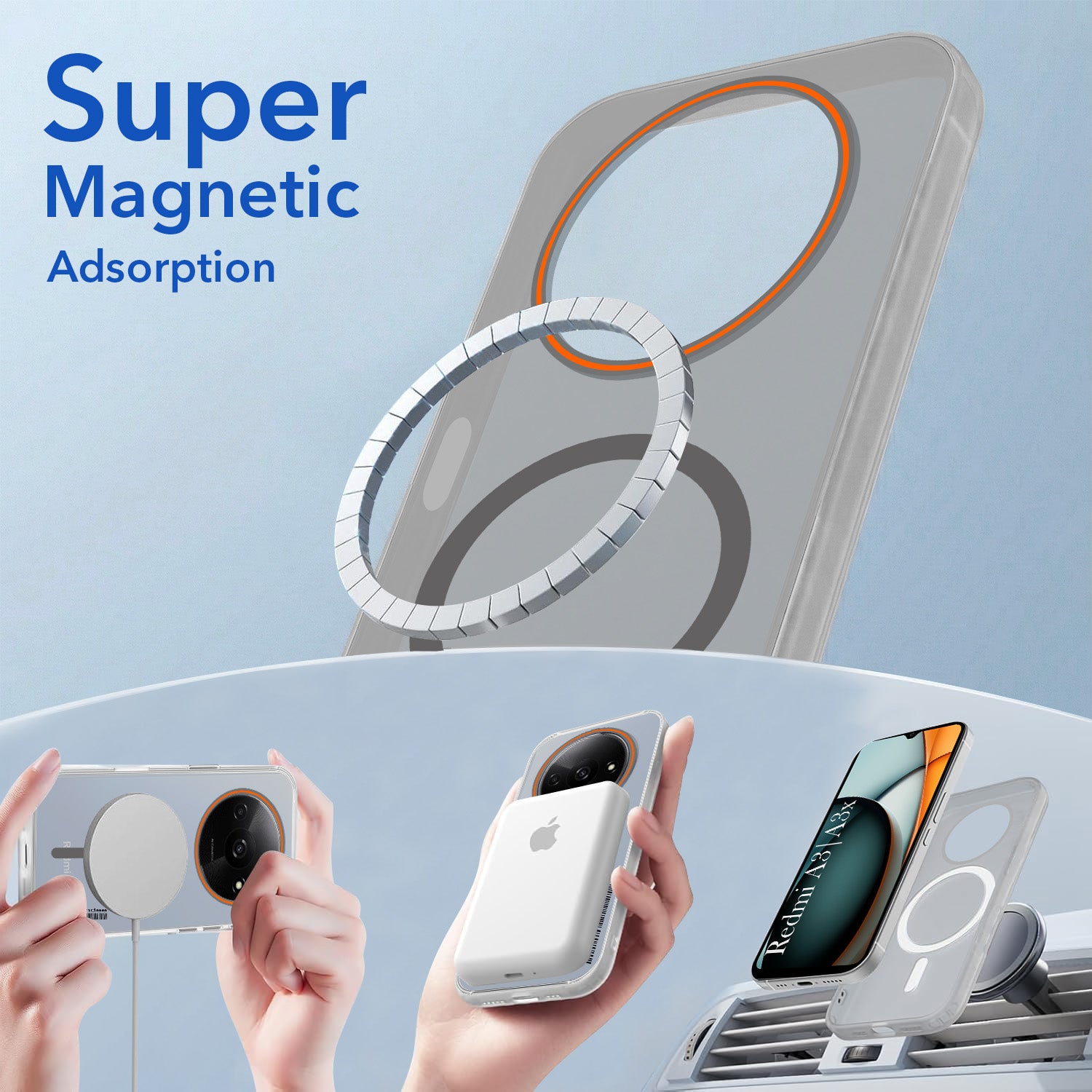 For Redmi A3 2024 | Redmi A3x Back Cover Case (Soft Touch | Camera Bump Protection | MagSafe Compatible | Matte Finish)