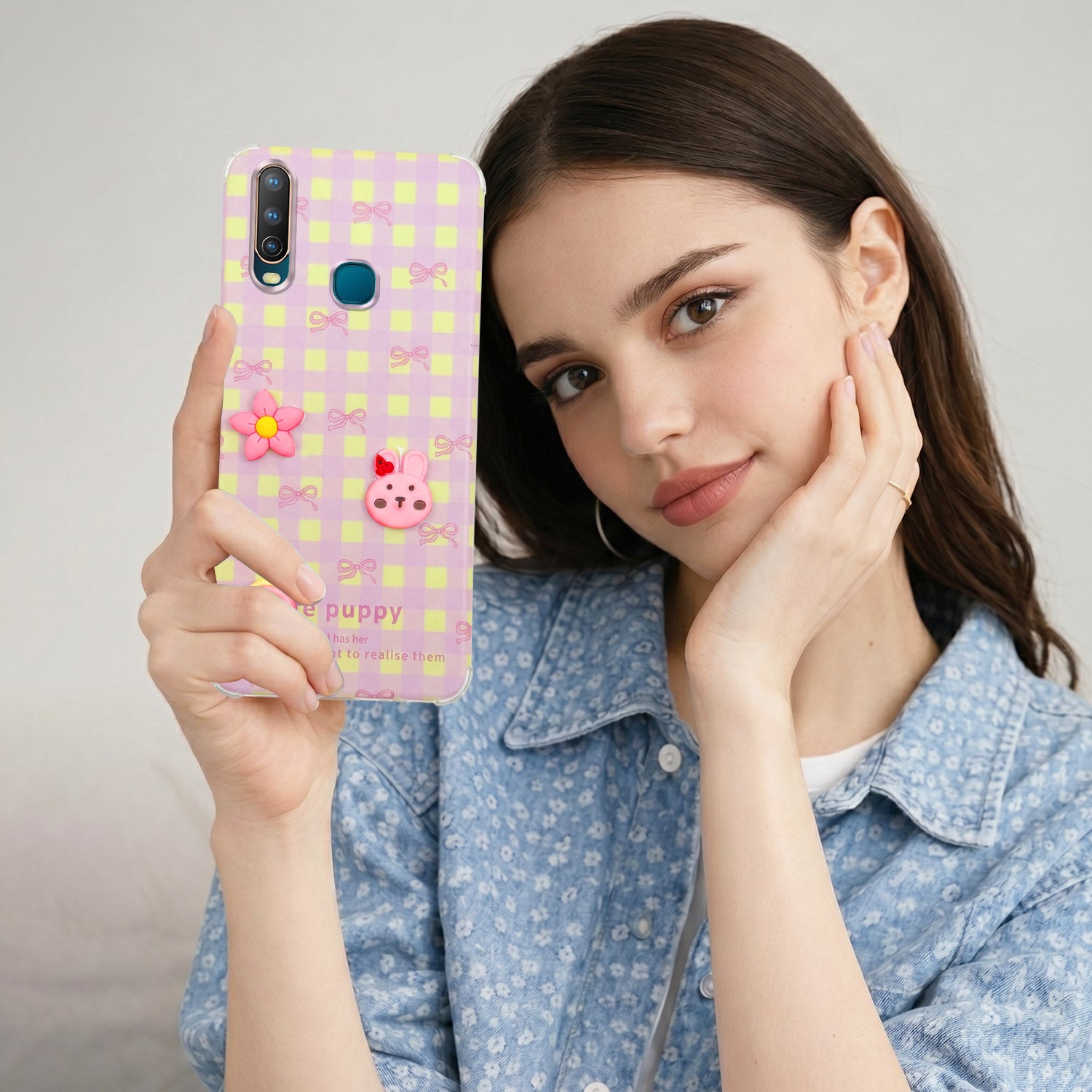 For Vivo U10 Back Cover Case (3D Cute Cartoons | Hard Back Side Soft | Matte Premium Finish | HD Printing)