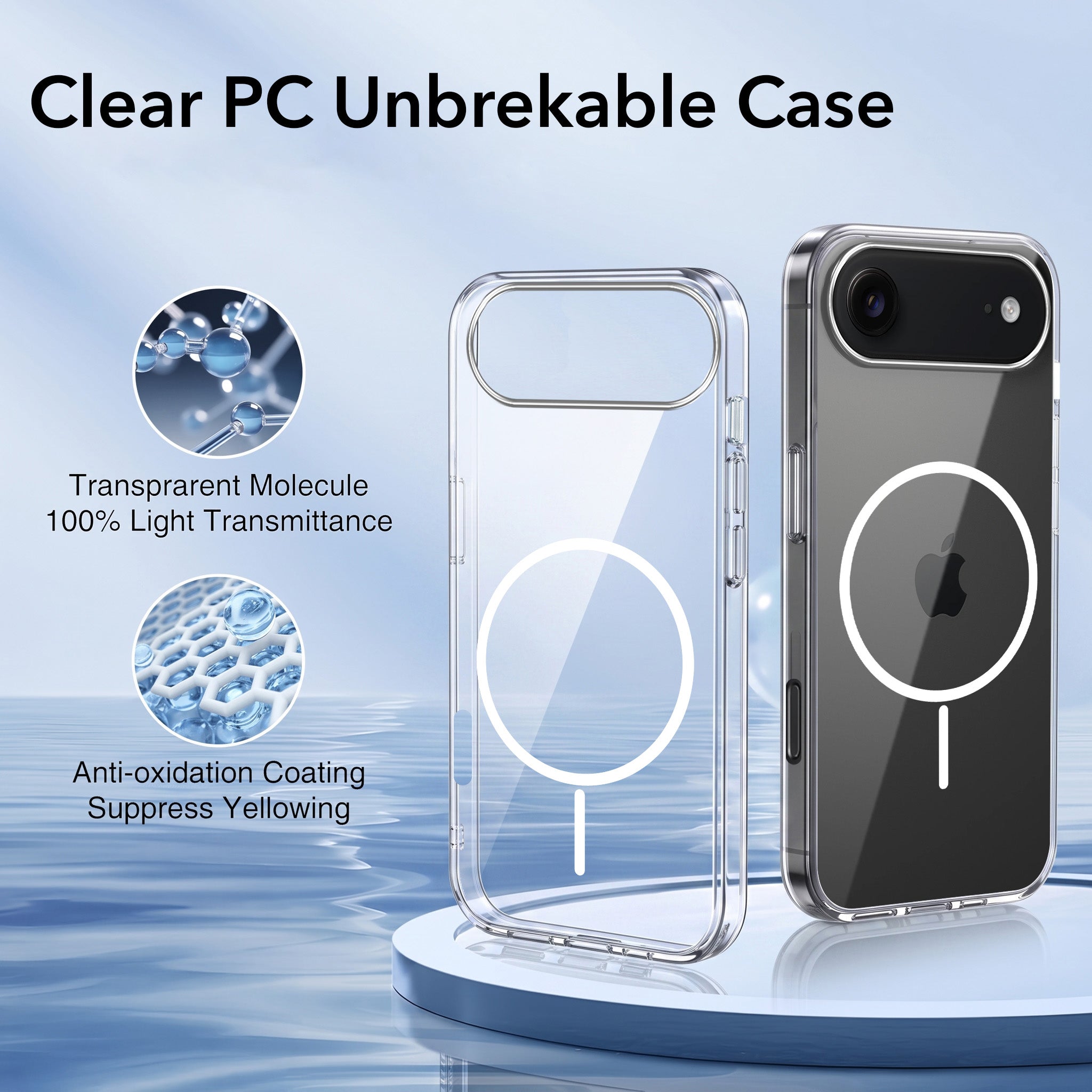 For Apple iPhone 17 Air Back Case Cover Crystal Anti Yellow (Unbreakable PC | MagSafe Wireless Charging Support |Camera Protection Bump)