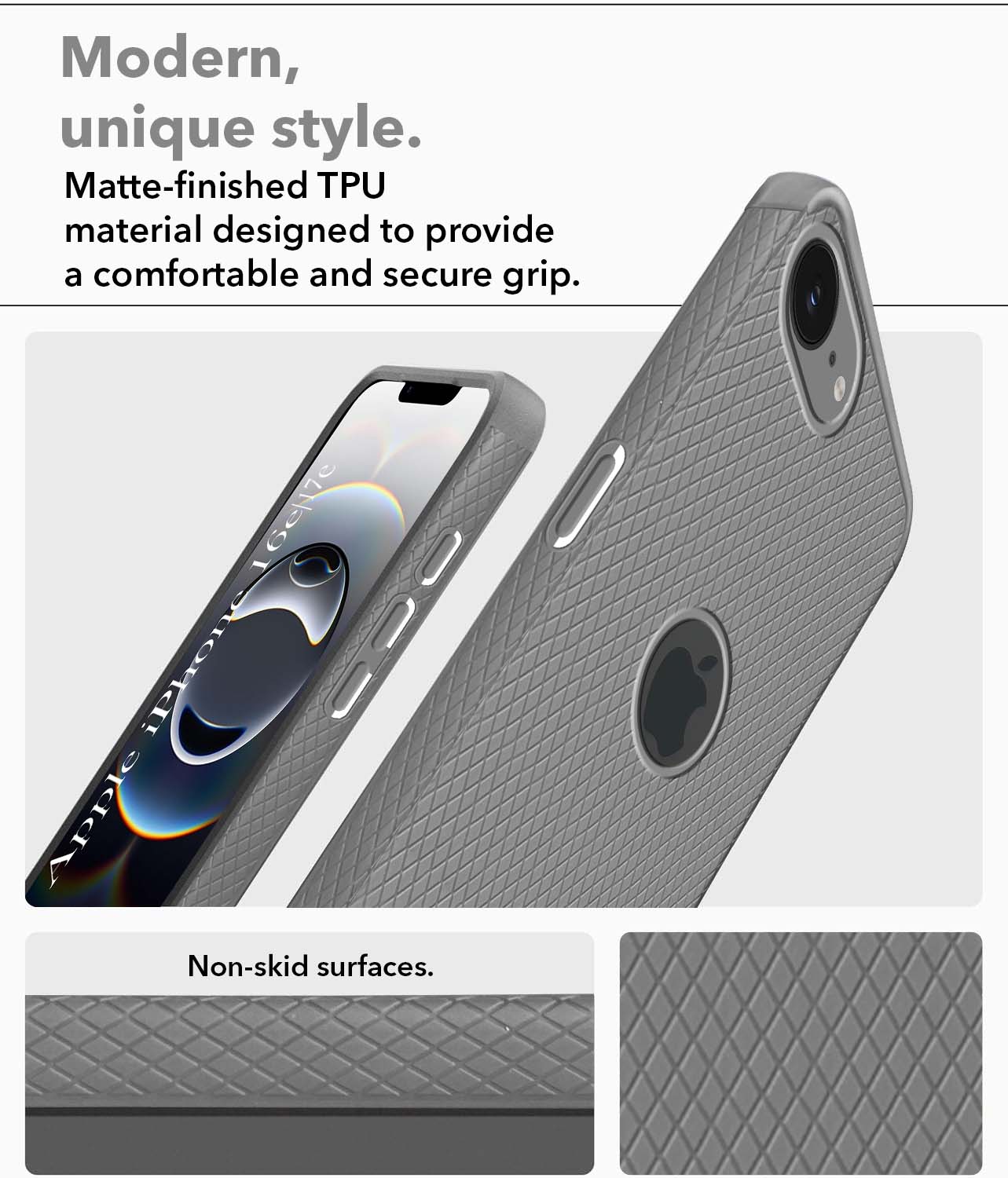 For iPhone 16e | iPhone 17e Back Cover Case (Liquid Silicone | Side Grip | Camera Protection)