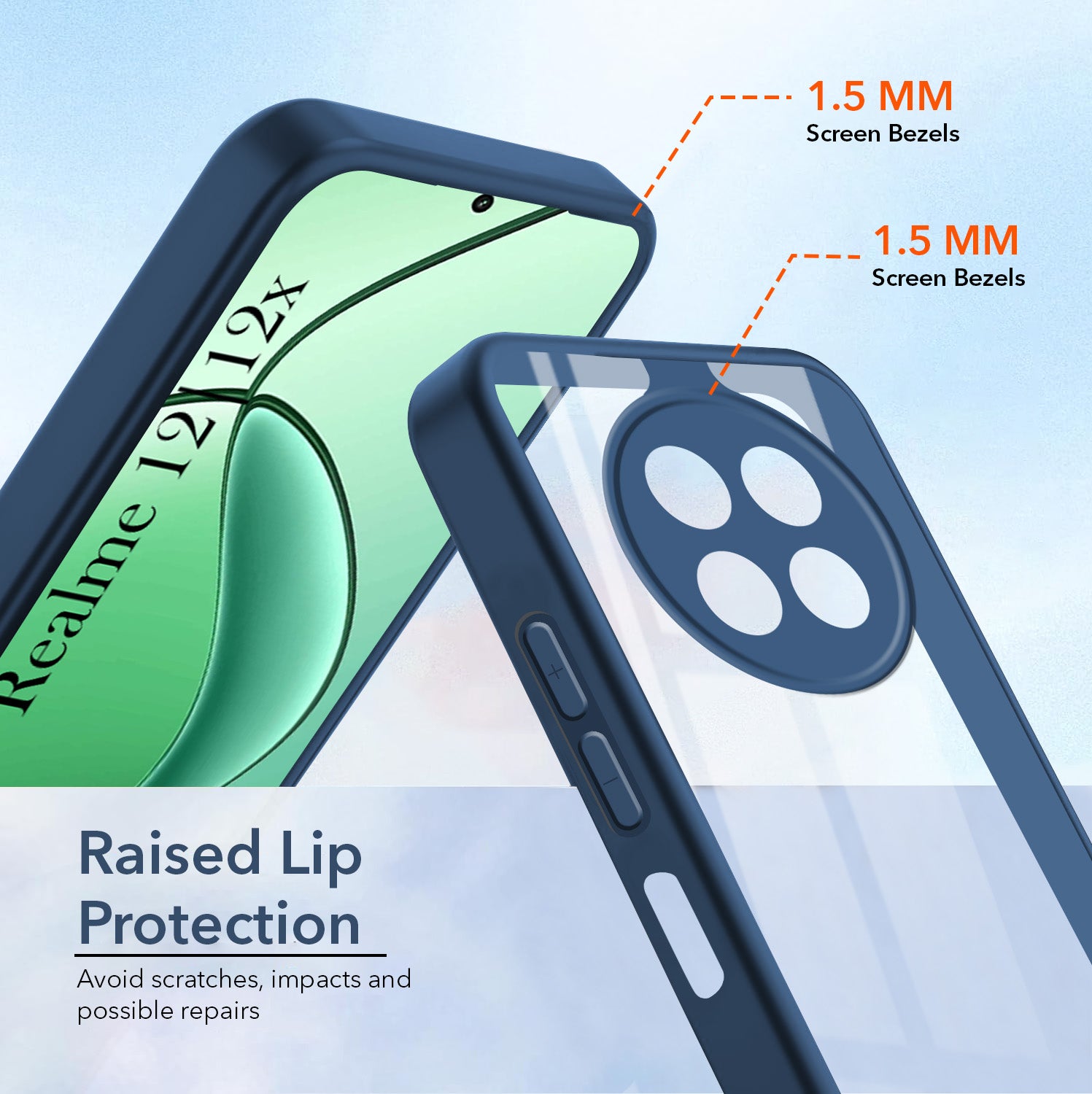 For Realme 12 | Realme 12X Ultra-Hybrid Back Cover Case (Lifetime Anti Yellow | Anti Scratch | Crystal Clear Shockproof)