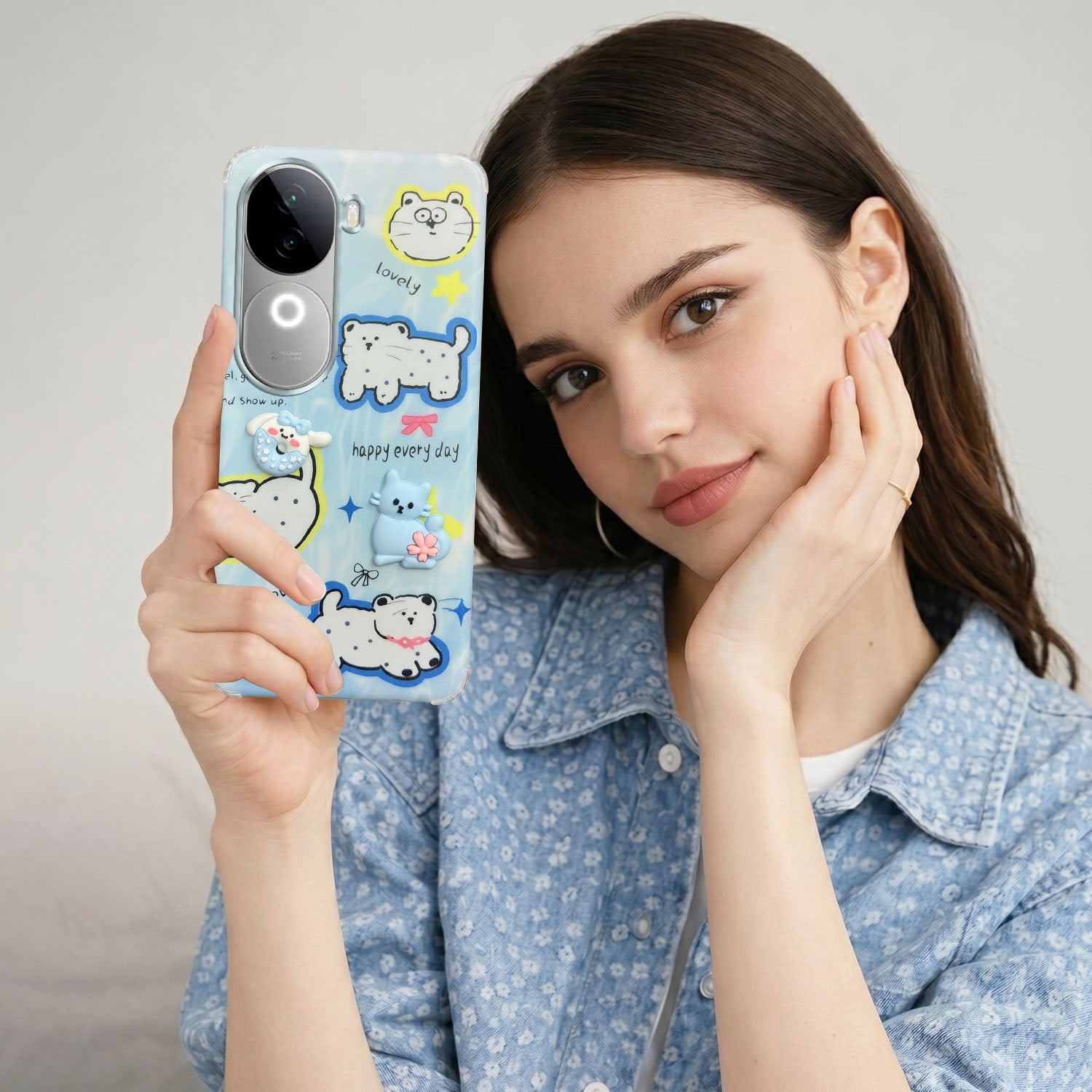 For Vivo iQOO Z9s Back Cover Case (3D Cute Cartoons | Hard Back Side Soft | Matte Premium Finish | HD Printing)