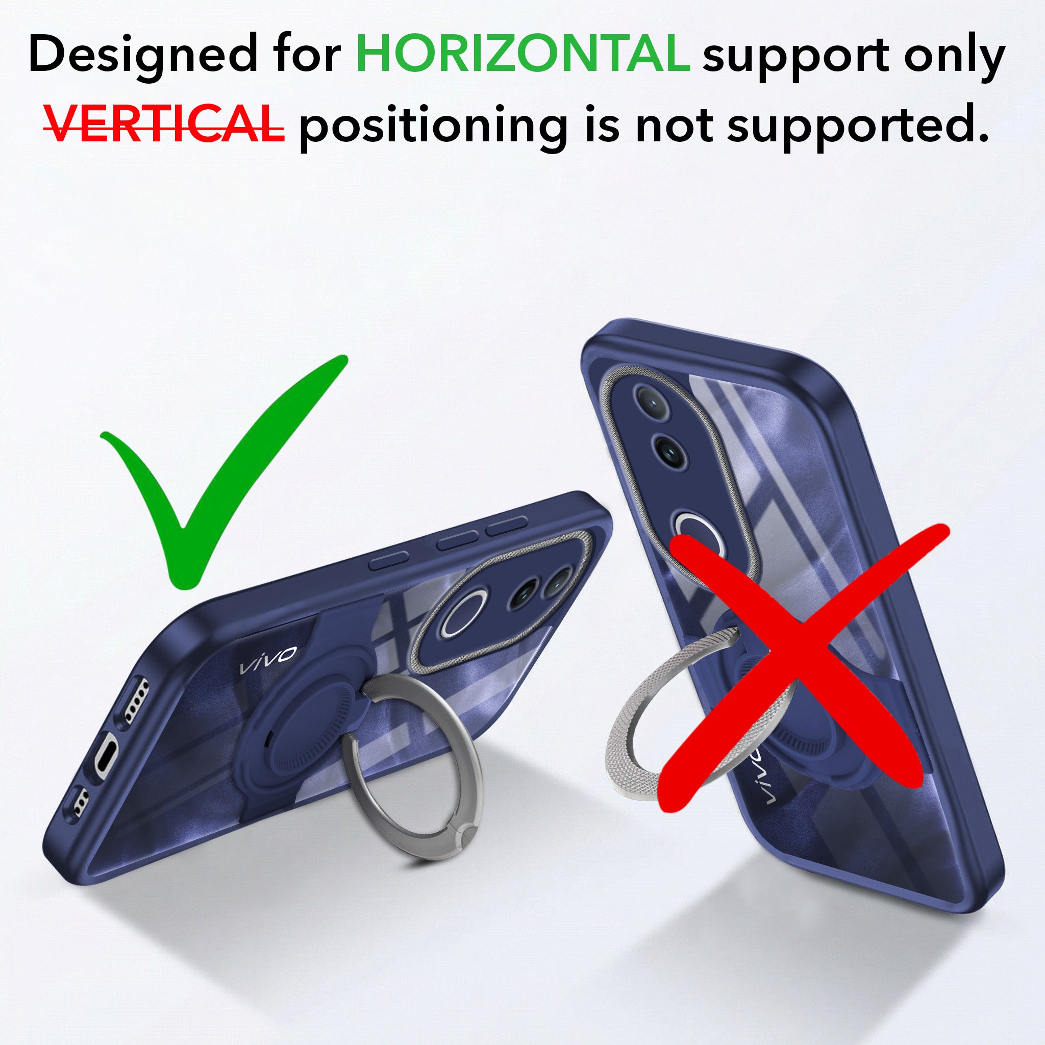 For Vivo T4R Back Cover Case with stand (Built-in Ring Holder Kickstand | Lifetime Anti Yellow | Camera Protection)