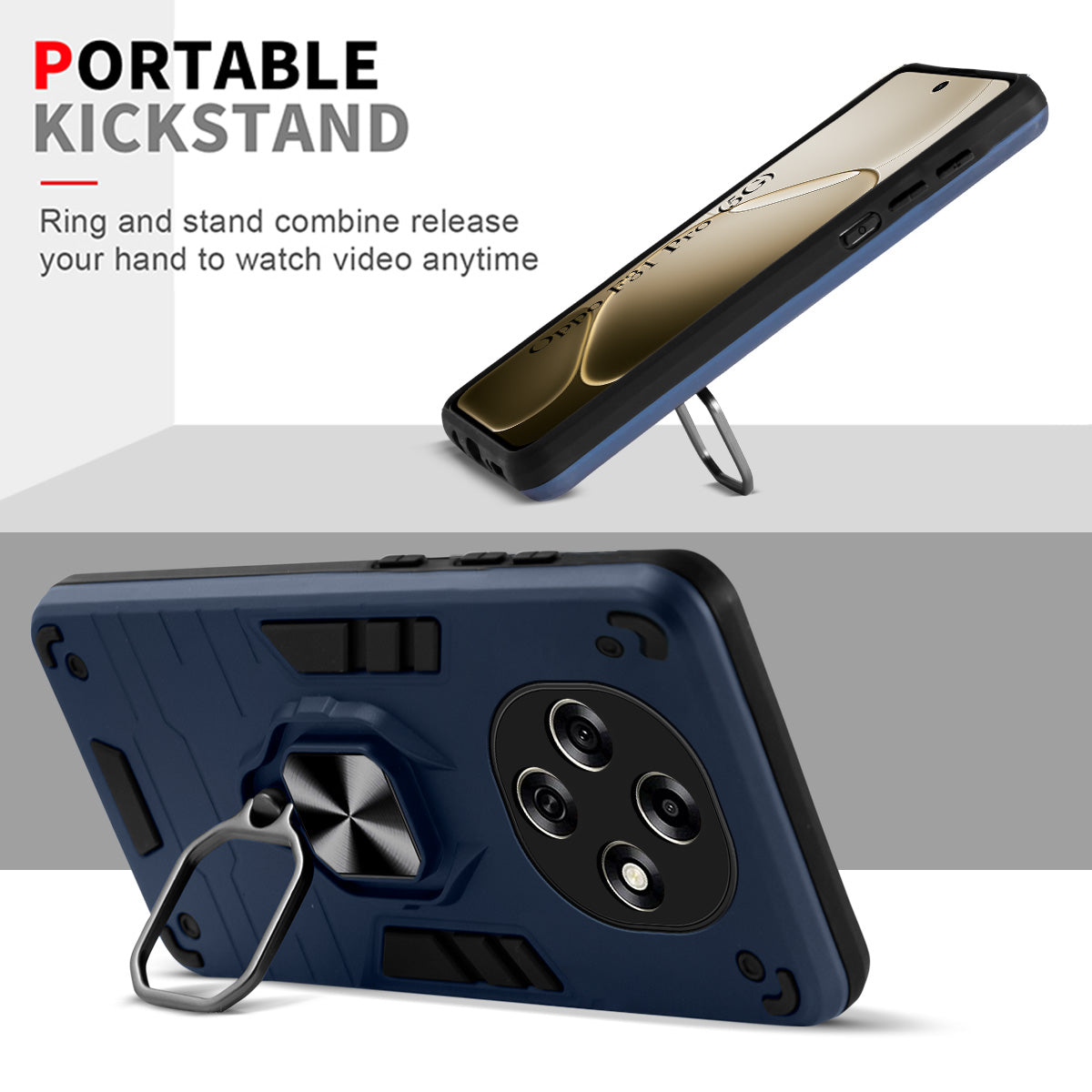 For Oppo F31 Pro Back Cover Case Hybrid Armor (Shockproof Dual Layer Polycarbonate |Ring Holder Kickstand)