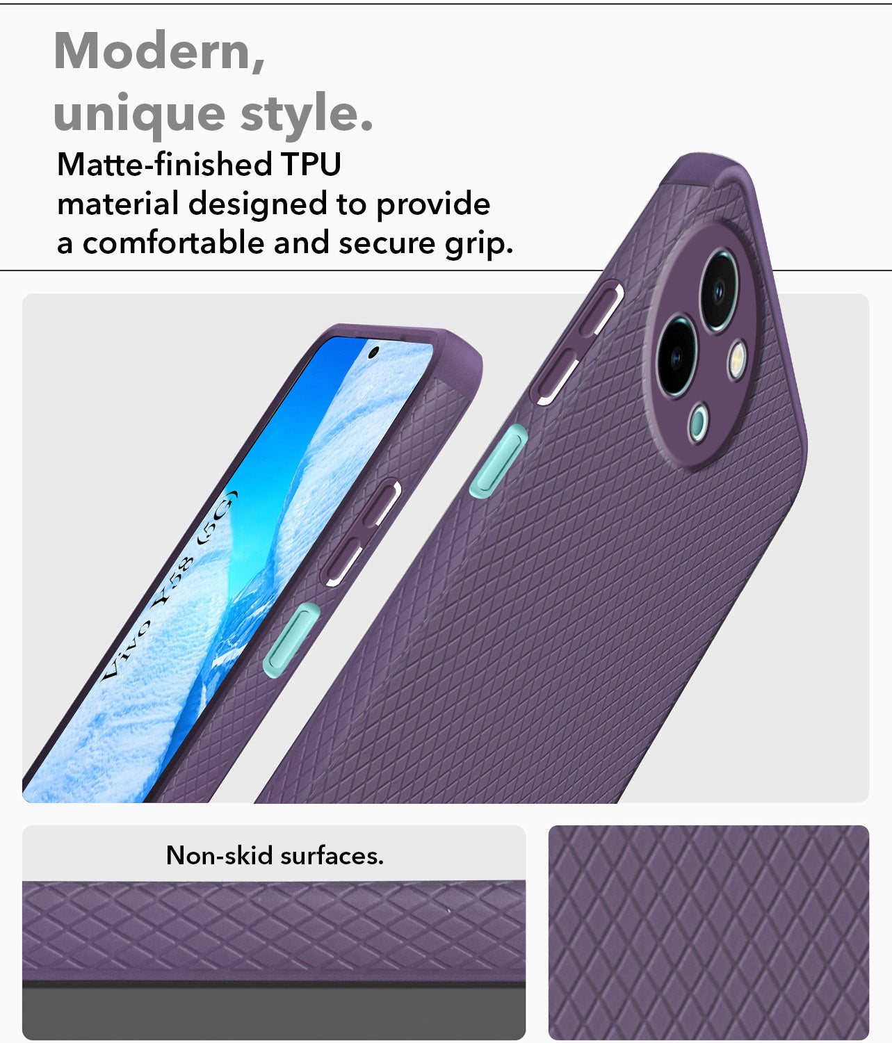 For Vivo Y58 5G Back Cover Case (Liquid Silicone | Side Grip | Camera Protection)