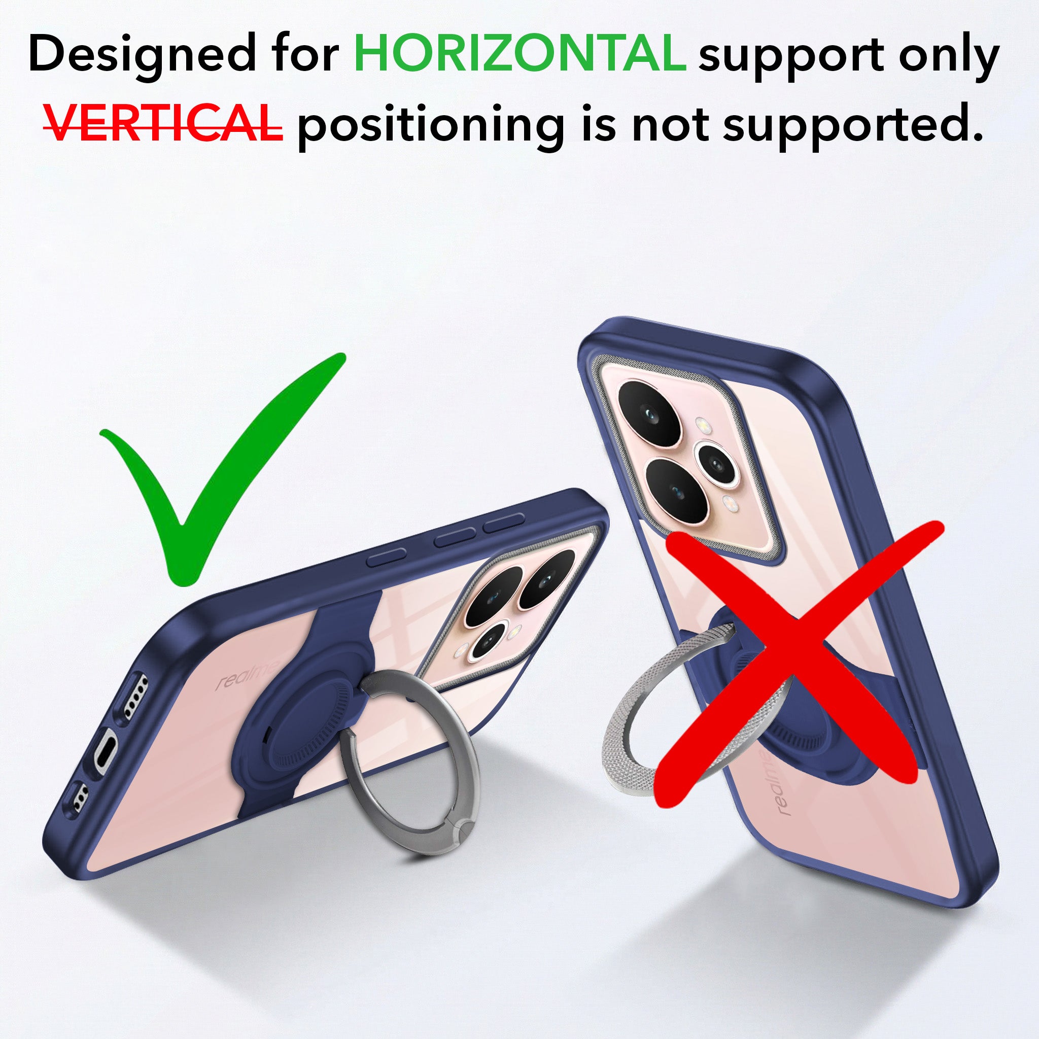 For Realme 15 Back Cover Case with stand (Built-in Ring Holder Kickstand | Lifetime Anti Yellow | Camera Protection)