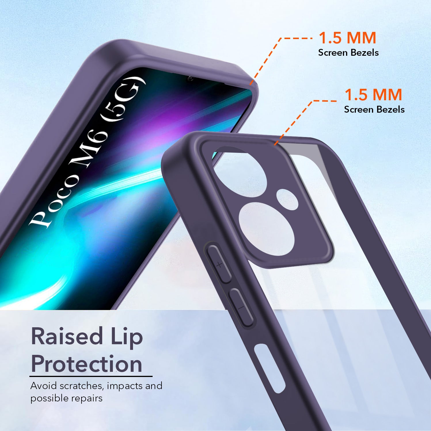 For Poco M6 5G Back Cover Case Ultra-Hybrid (Lifetime Anti Yellow | Anti Scratch | Crystal Clear Shockproof)
