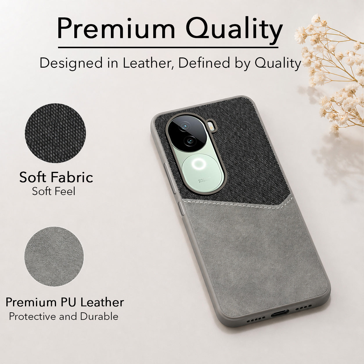 For Vivo iQOO Z9s Back Cover Case (Dual PU Leather Stitch | Professional Minimalist | Soft and Flexible)