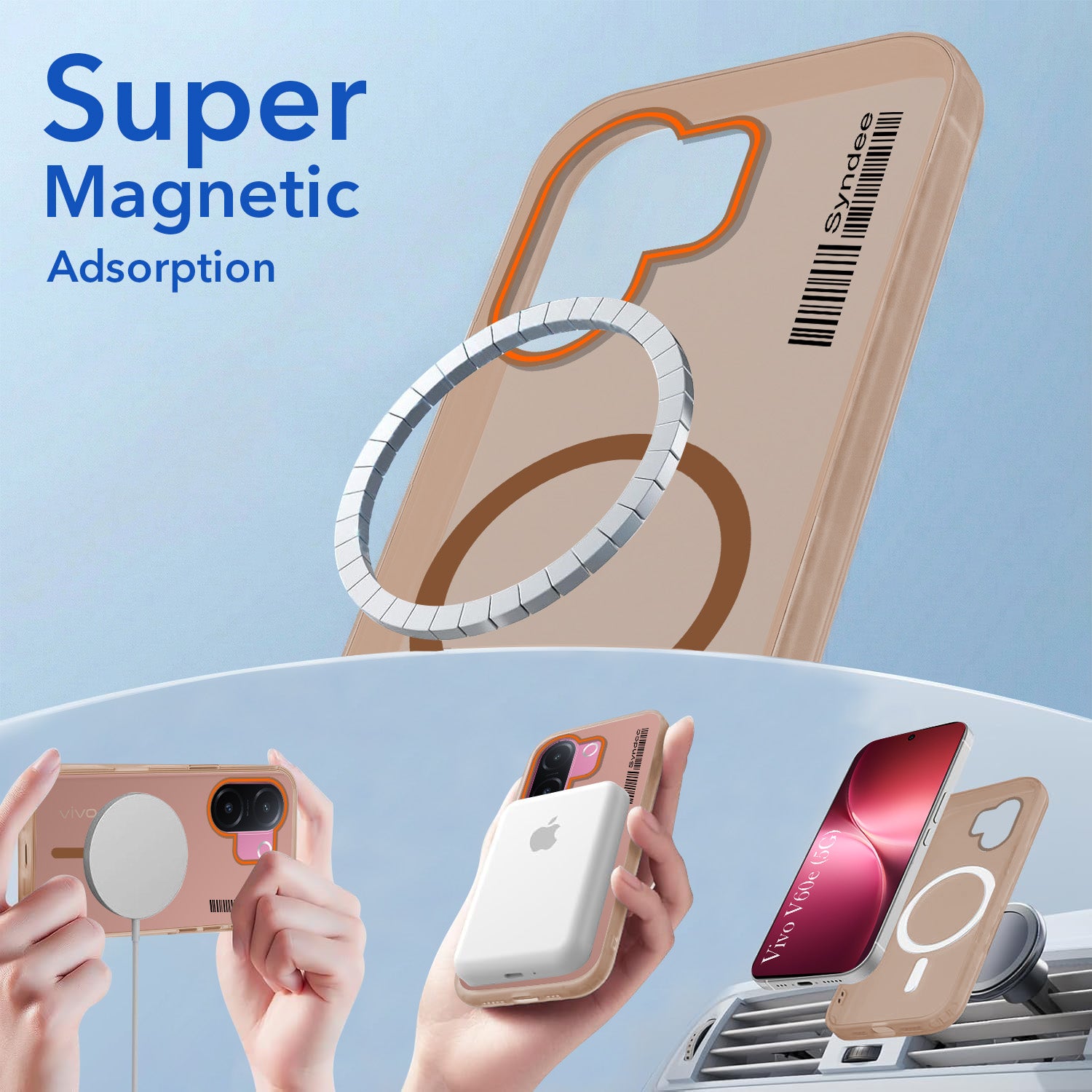 For Vivo V60e Back Cover Case (Soft Touch | Camera Bump Protection | MagSafe Compatible | Matte Finish)