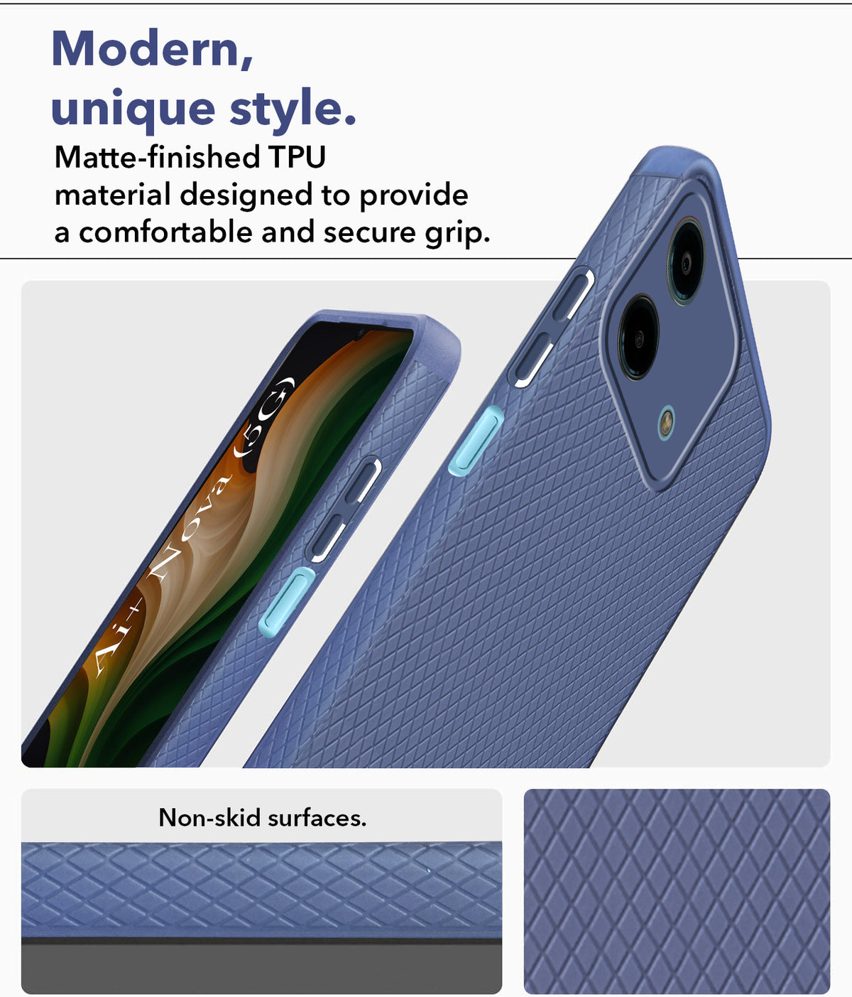For Ai+ Nova 5G Back Cover Case Liquid Silicone (Camera Protection | Side Grip Texture | Soft and Flexible)