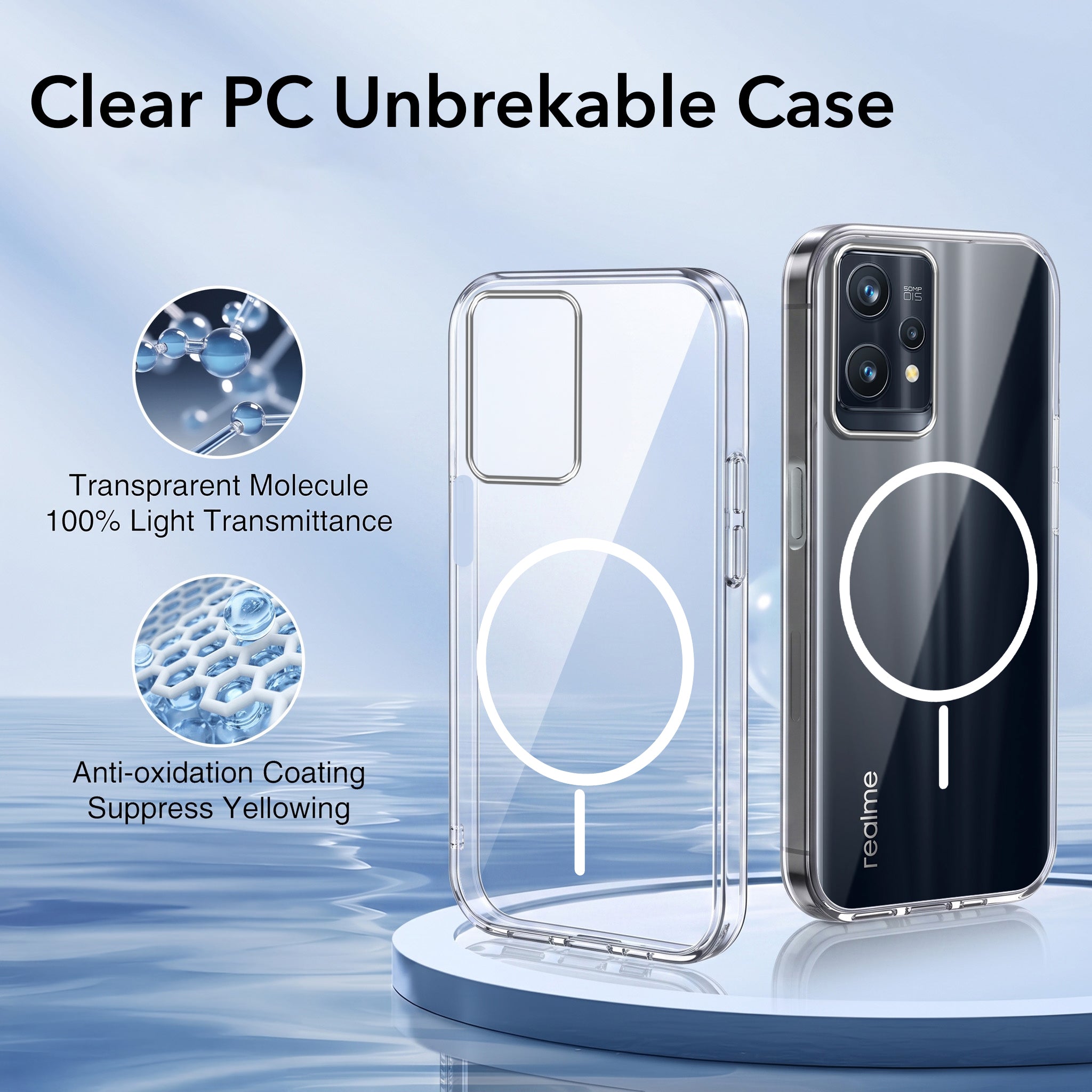 For Realme 9 Pro Back Case Cover Crystal Anti Yellow (Unbreakable PC | MagSafe Wireless Charging Support |Camera Protection Bump)
