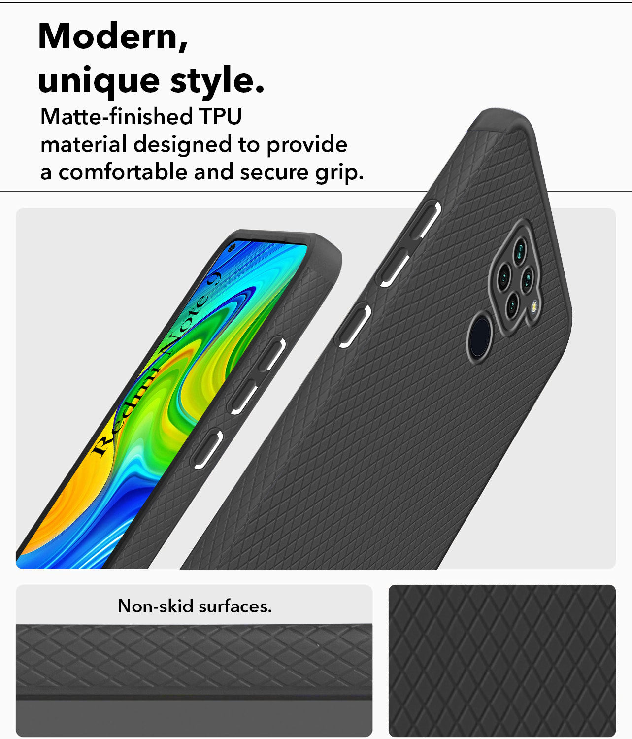 For Xiaomi Mi Redmi Note 9 Back Cover Case Liquid Silicone (Camera Protection | Side Grip Texture | Soft and Flexible)
